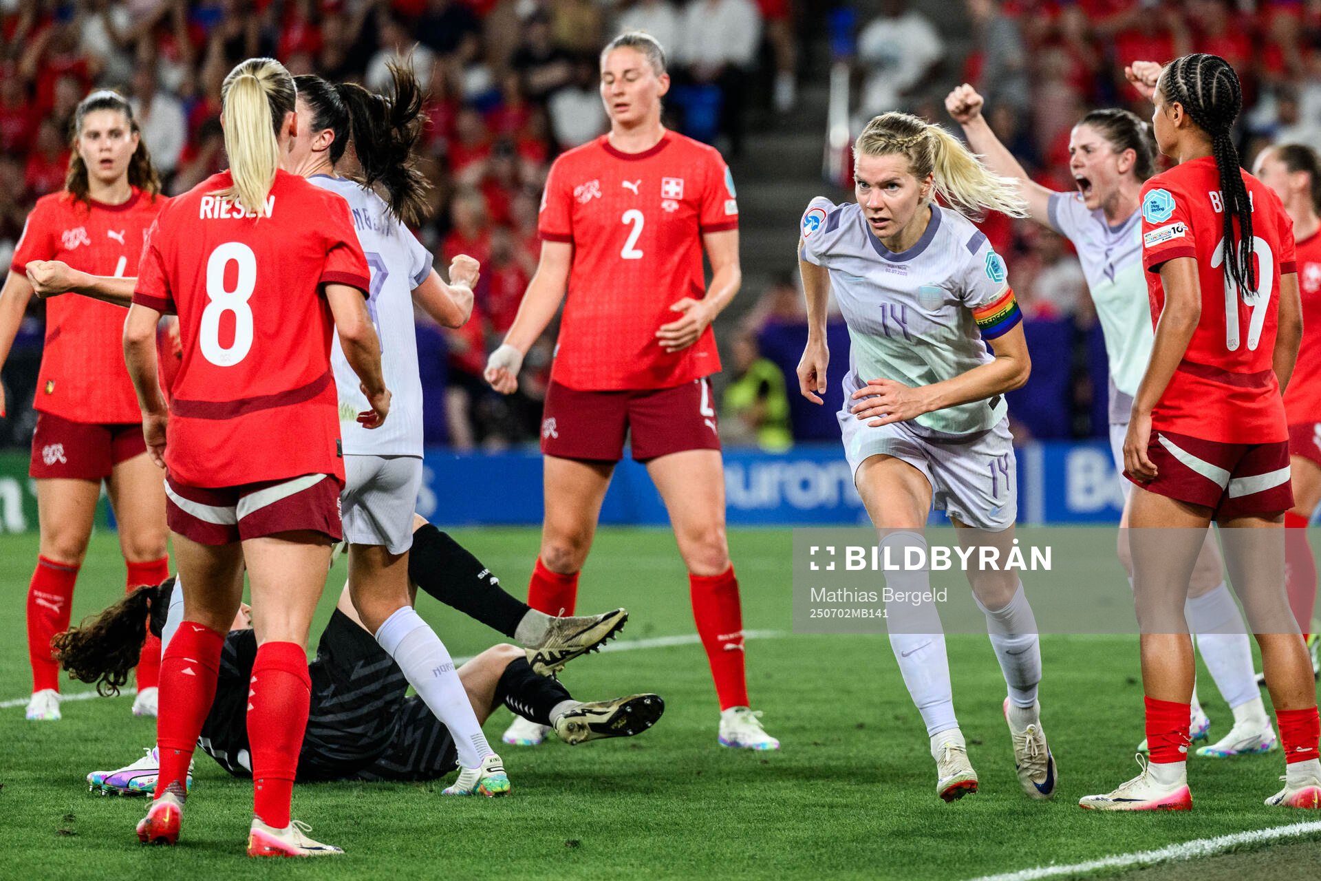 Ada Hegerberg of Norway celebrates scoring 1-1