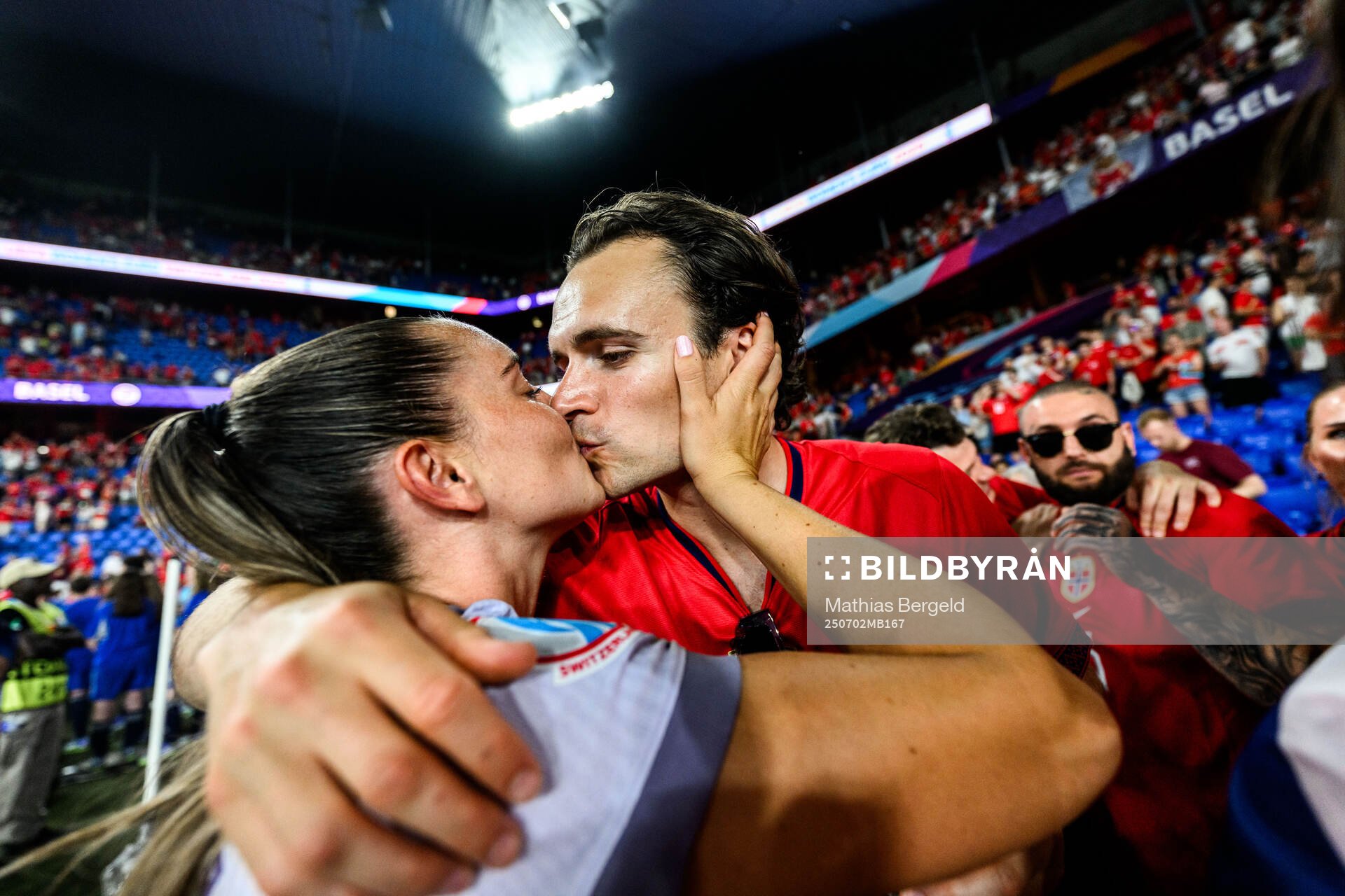 Vilde Bøe Risa of Norway kisses her boyfriend Andreas