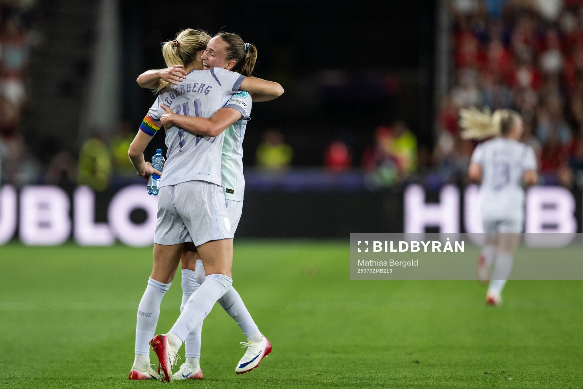 Ada Hegerberg and Caroline Graham Hansen of Norway celebrate