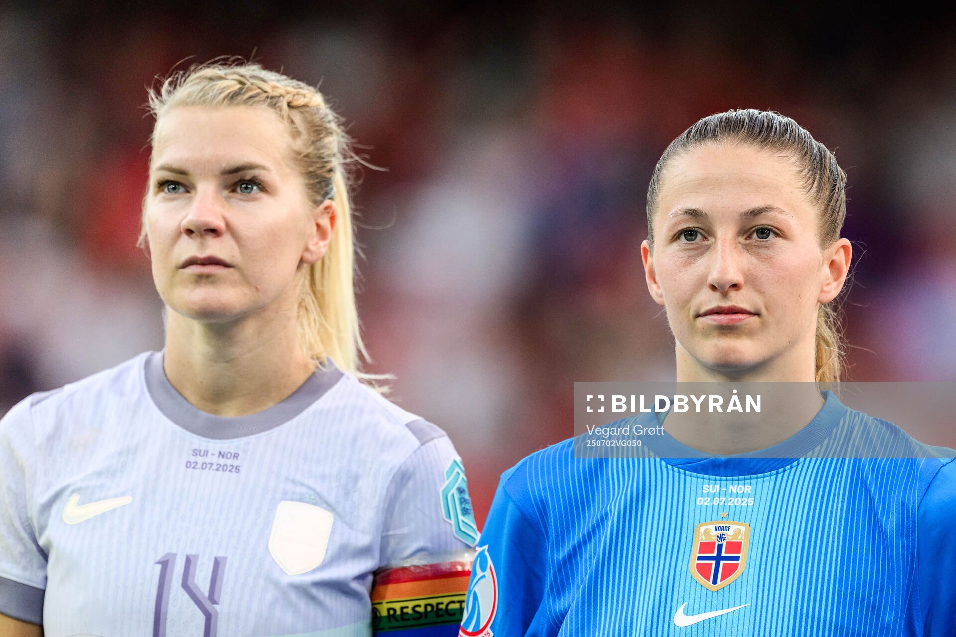 Ada Hegerberg and goalkeeper Cecilie Fiskerstrand of Norway