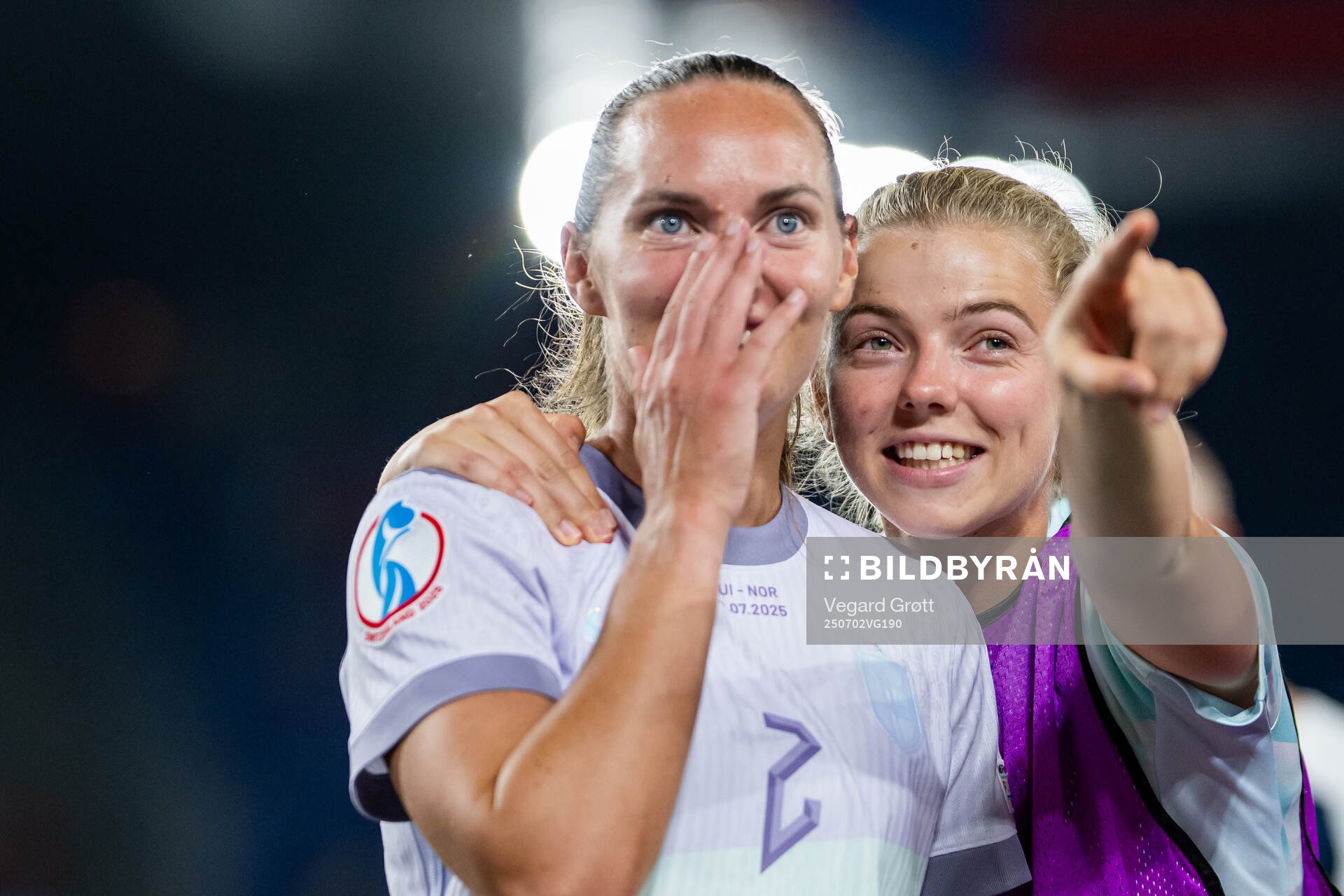 Marit Bratberg Lund and Justine Kielland of Norway celebrate