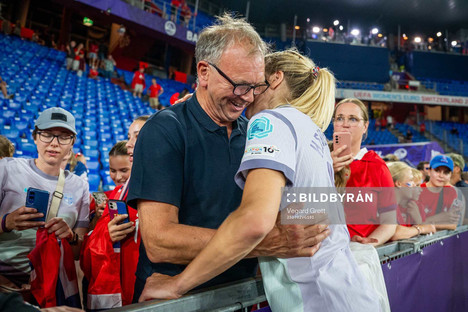 Ada Hegerberg of Norway celebrates with her dad Stein Erik