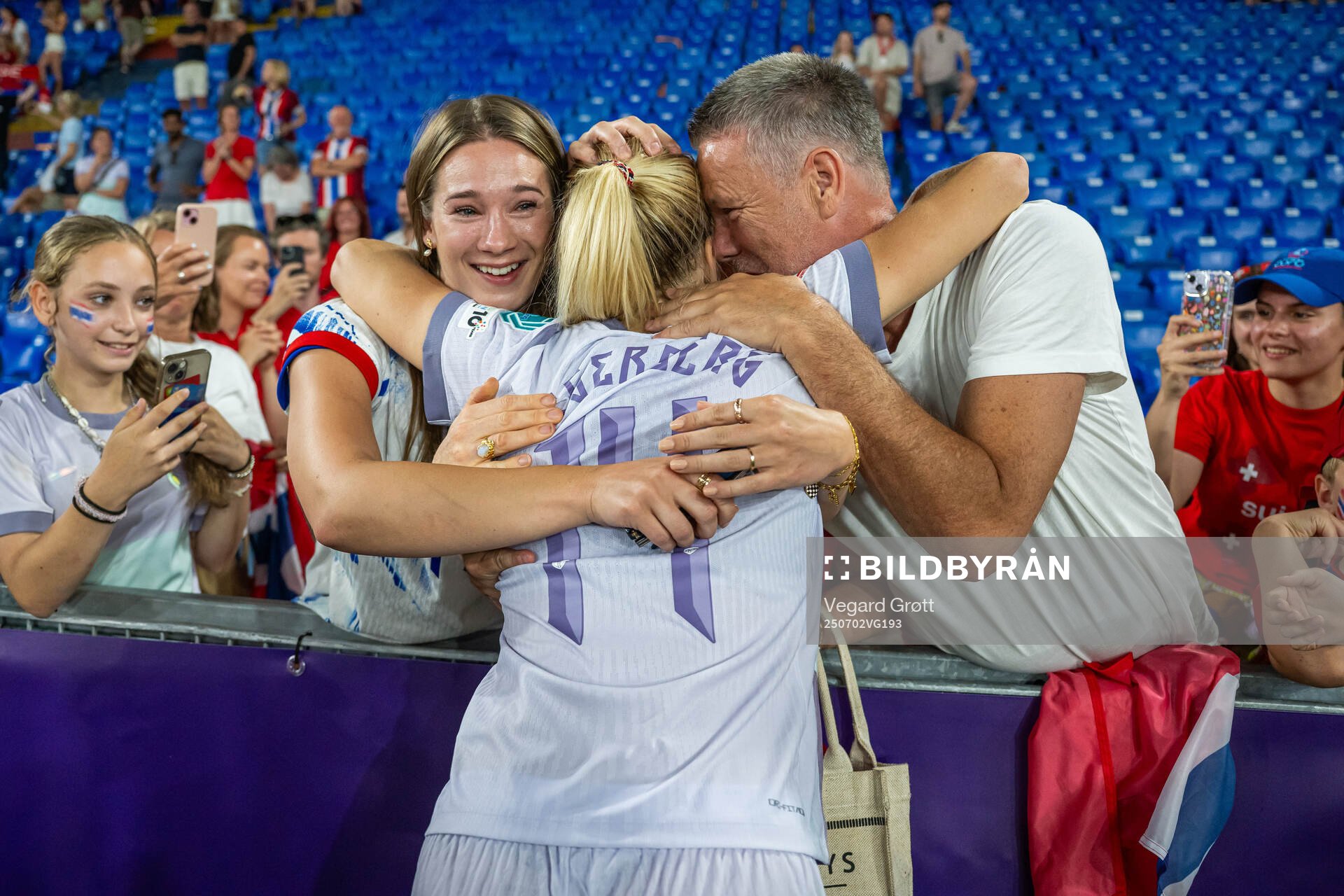 Ada Hegerberg of Norway celebrates with her friend Regine
