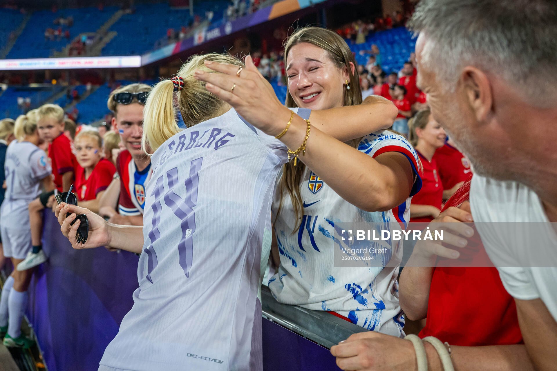 Ada Hegerberg of Norway celebrates with her friend Regine