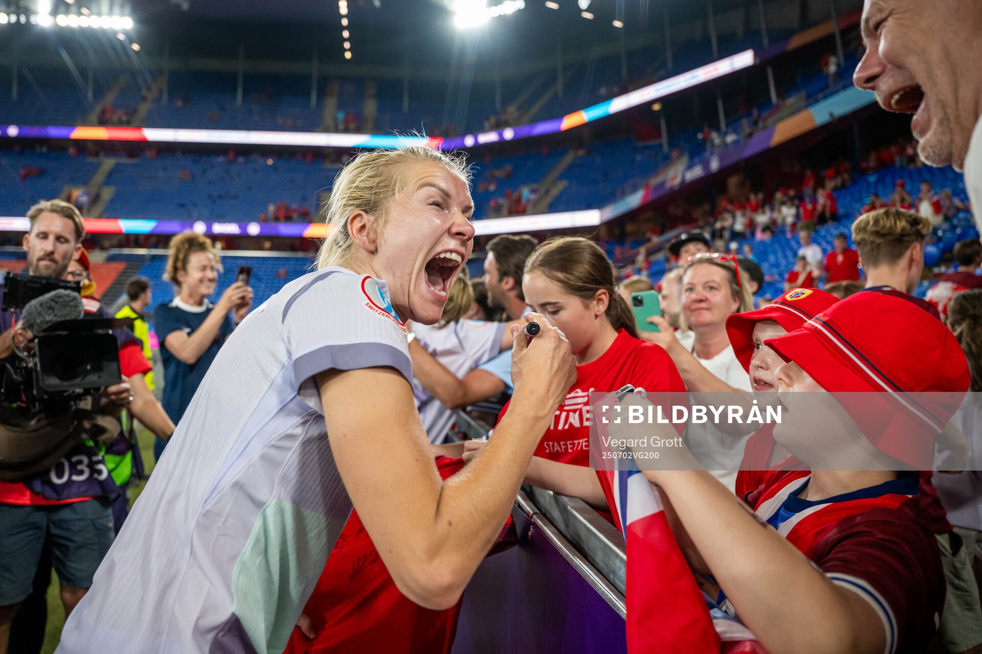 Ada Hegerberg of Norway celebrates with family and friends