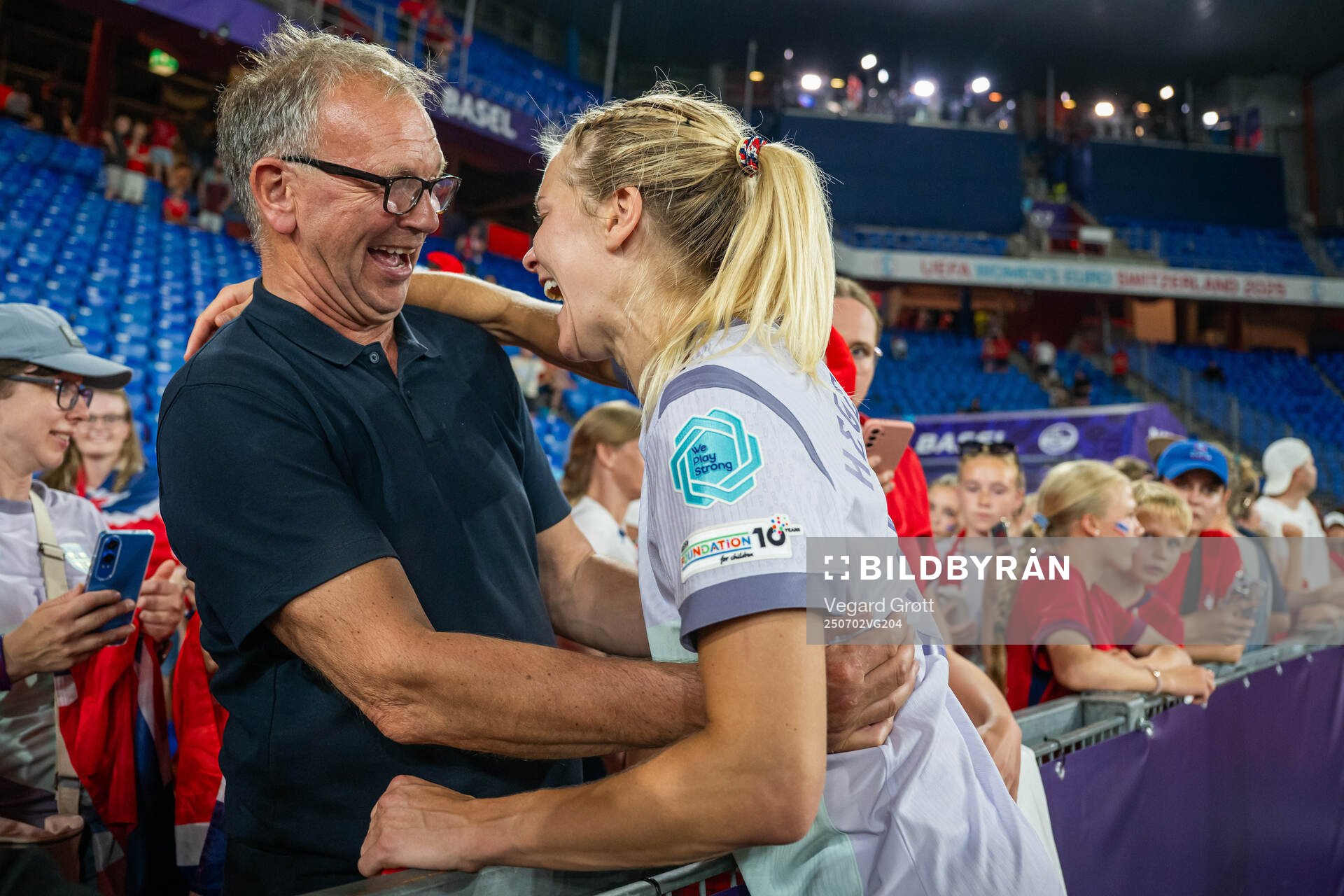 Ada Hegerberg of Norway celebrates with her dad Stein Erik