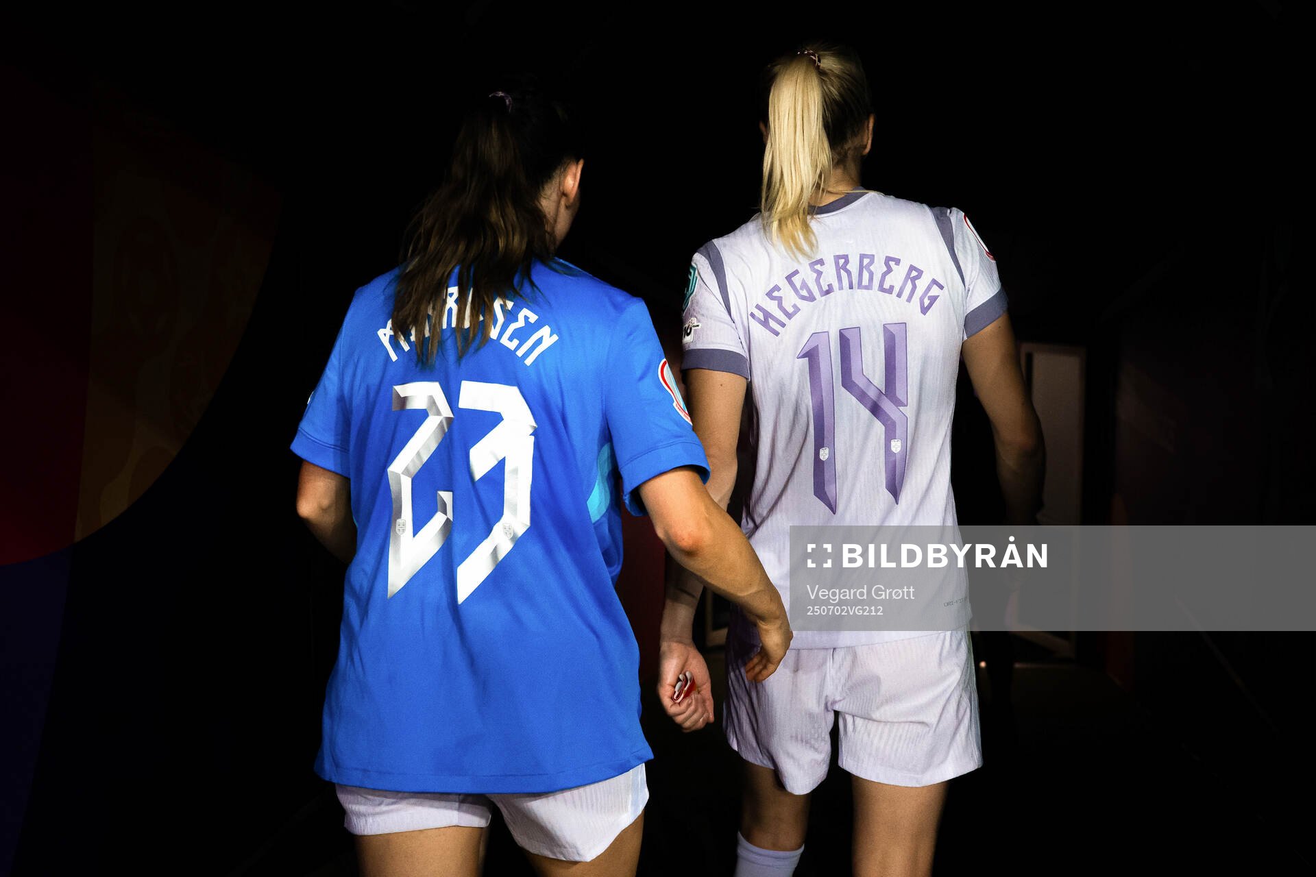 Tuva Hansen and Ada Hegerberg of Norway