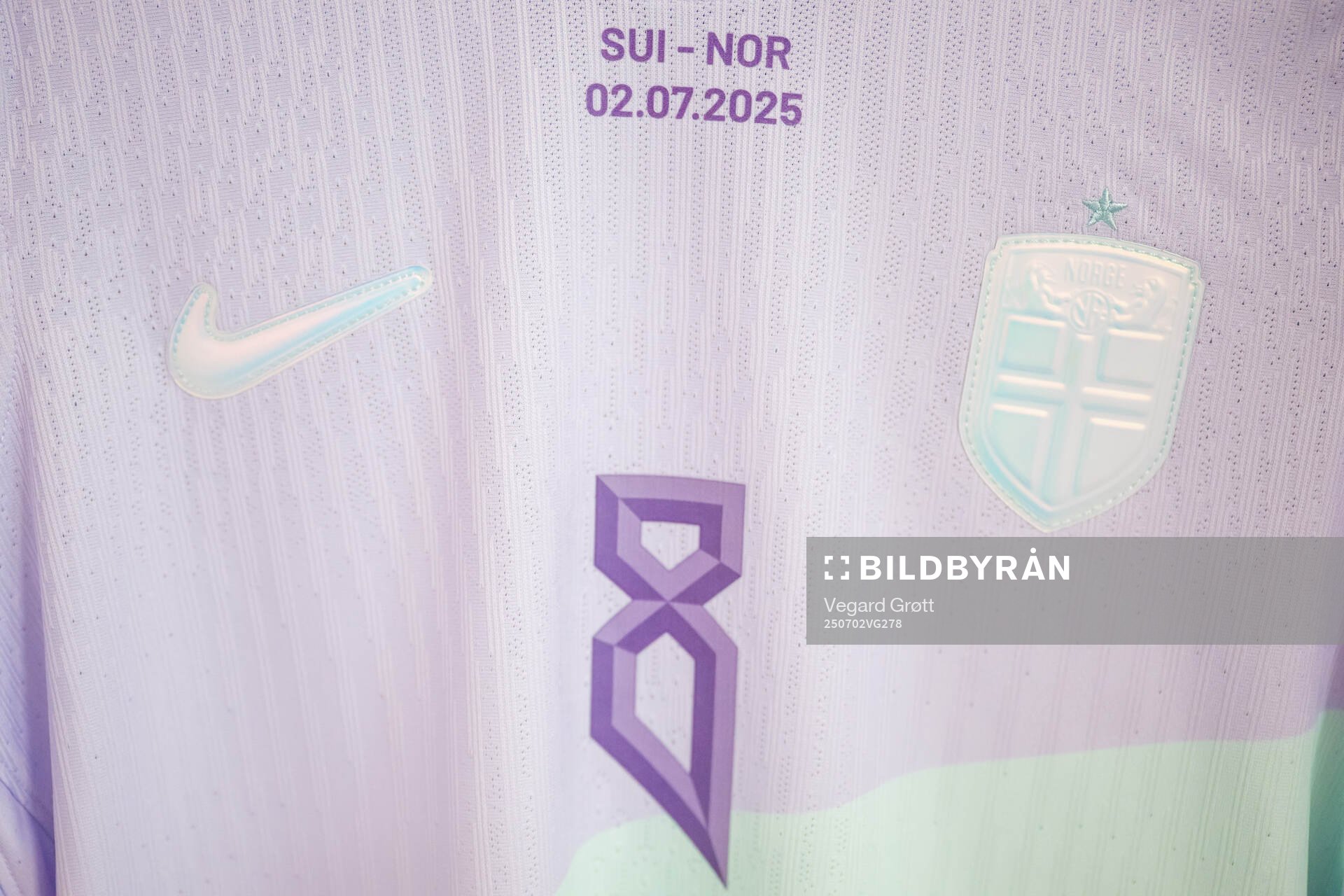 The away kit of Vilde Bøe Risa of Norway in the dressing