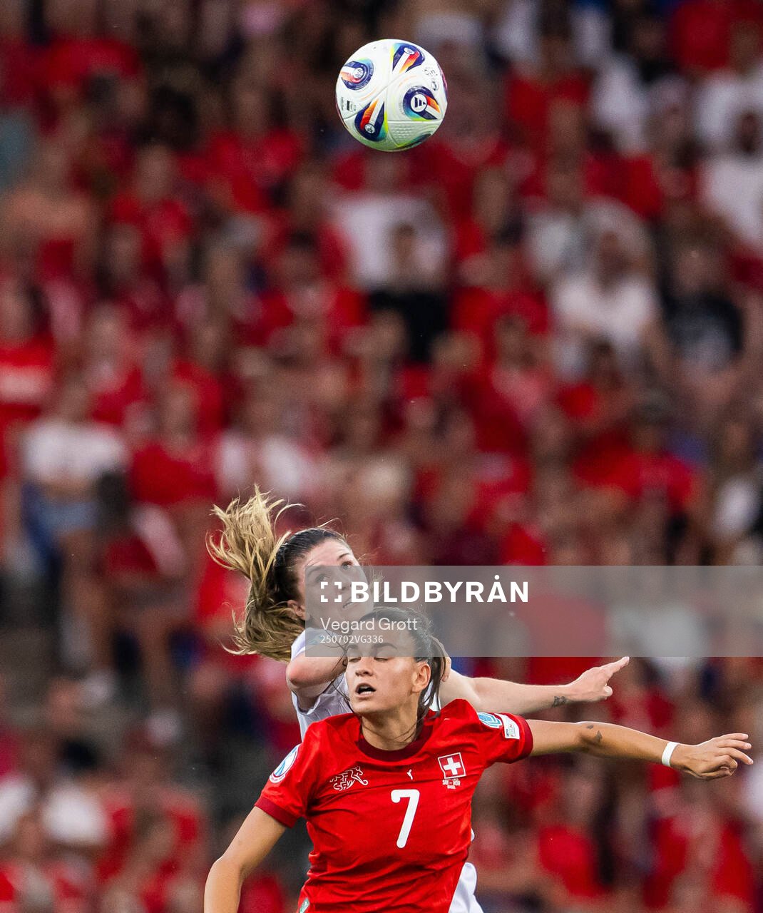 Maren Mjelde of Norway and Riola Xhemaili of Switzerland