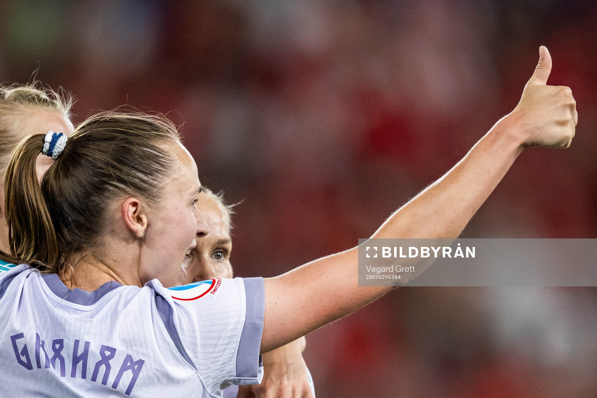 Caroline Graham Hansen and Guro Reiten of Norway celebrate
