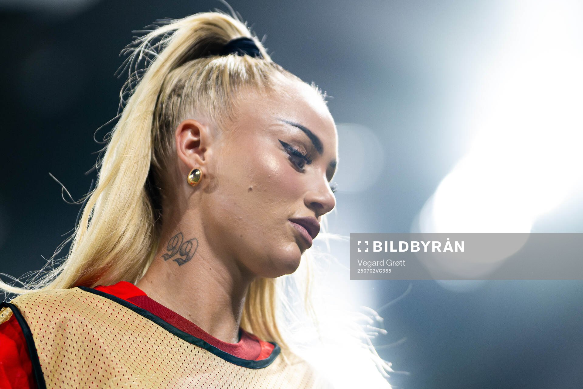Alisha Lehmann of Switzerland warms up
