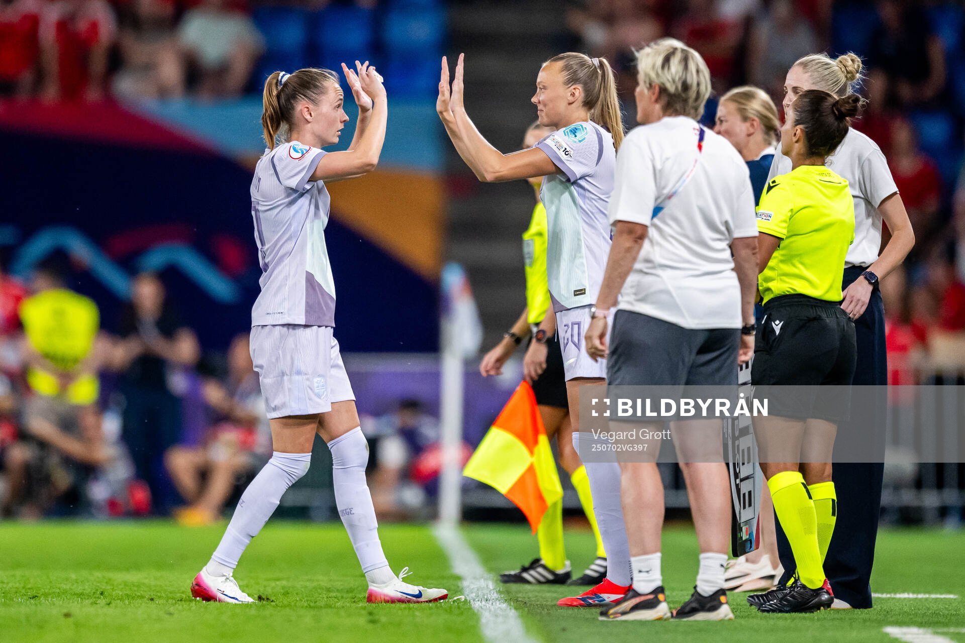 Caroline Graham Hansen of Norway is substituted with