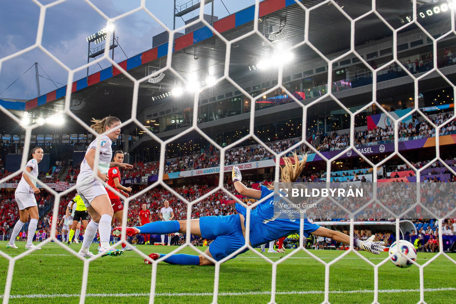 Goalkeeper Cecilie Fiskerstrand of Norway lets in the 1-0