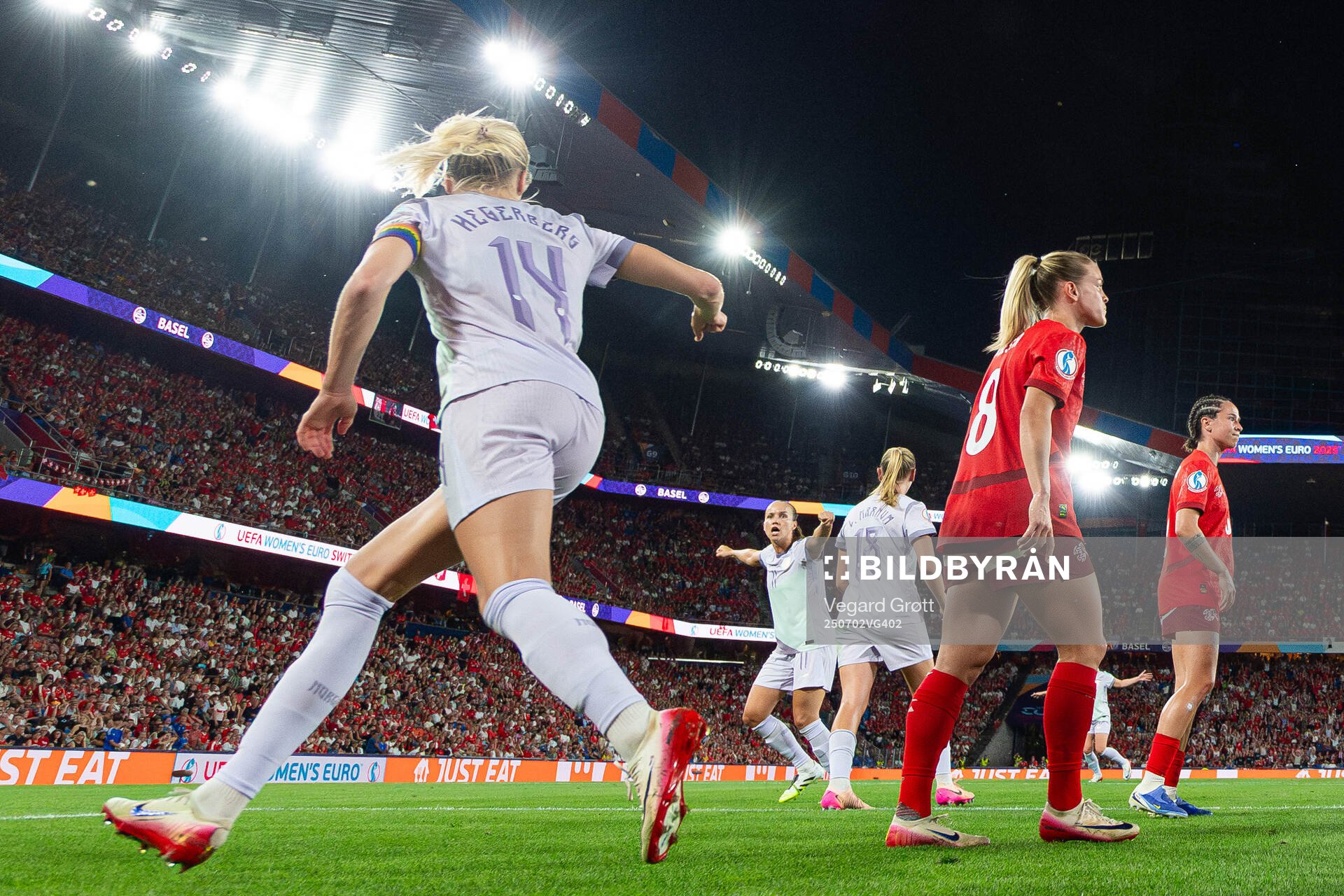 Ada Hegerberg of Norway celebrates with teammate Guro Reiten