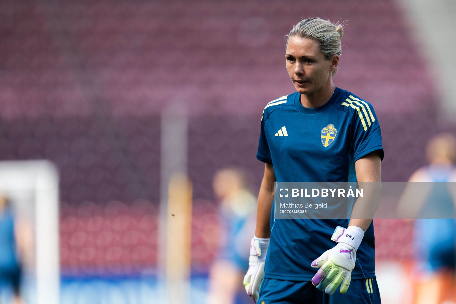 Goalkeeper Jennifer Falk of the Swedish women's national
