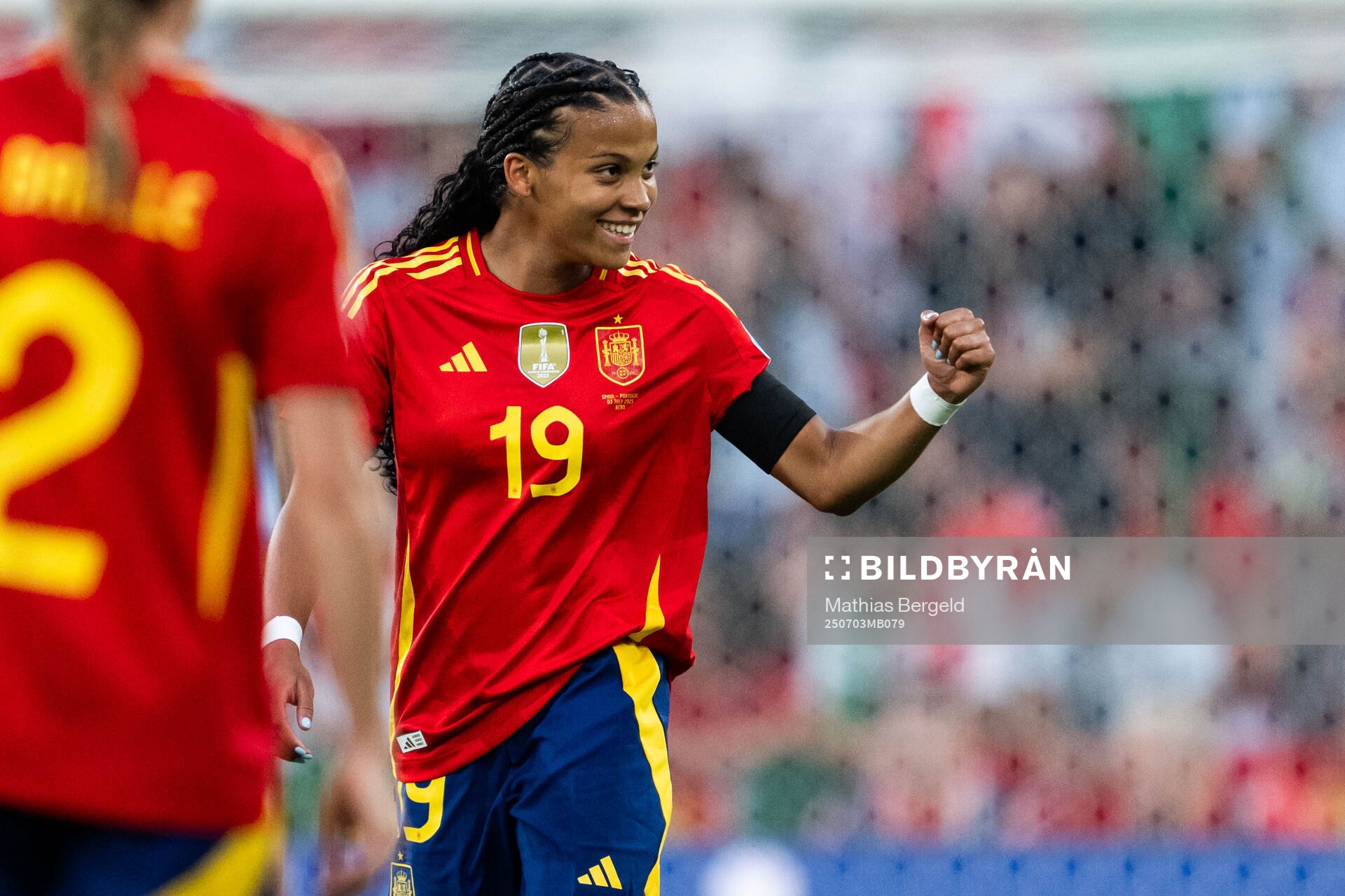Vicky Lopez of Spain celebrates