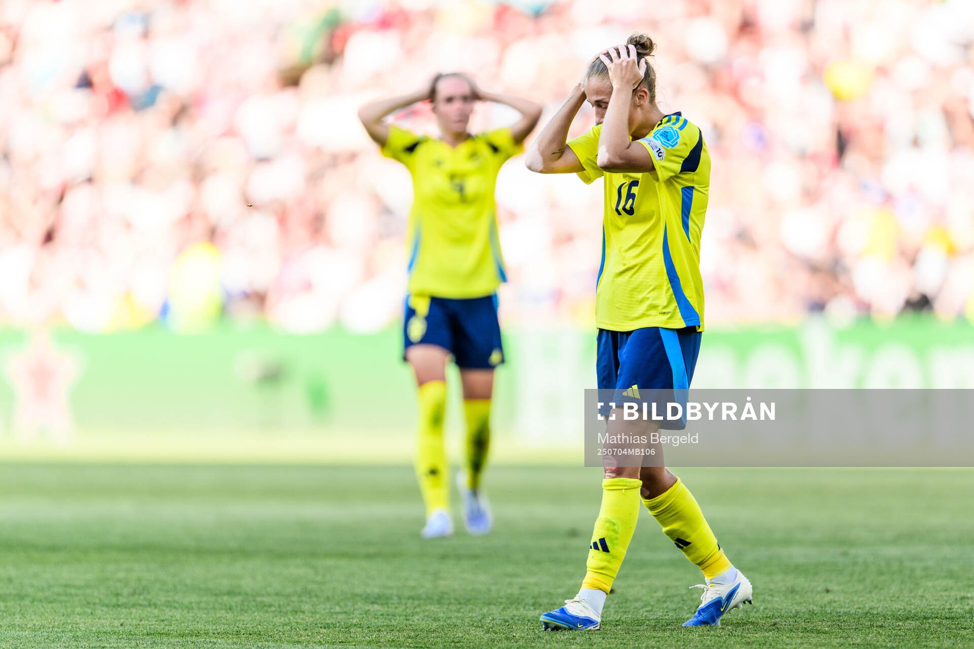 Filippa Angeldahl of Sweden looks dejected