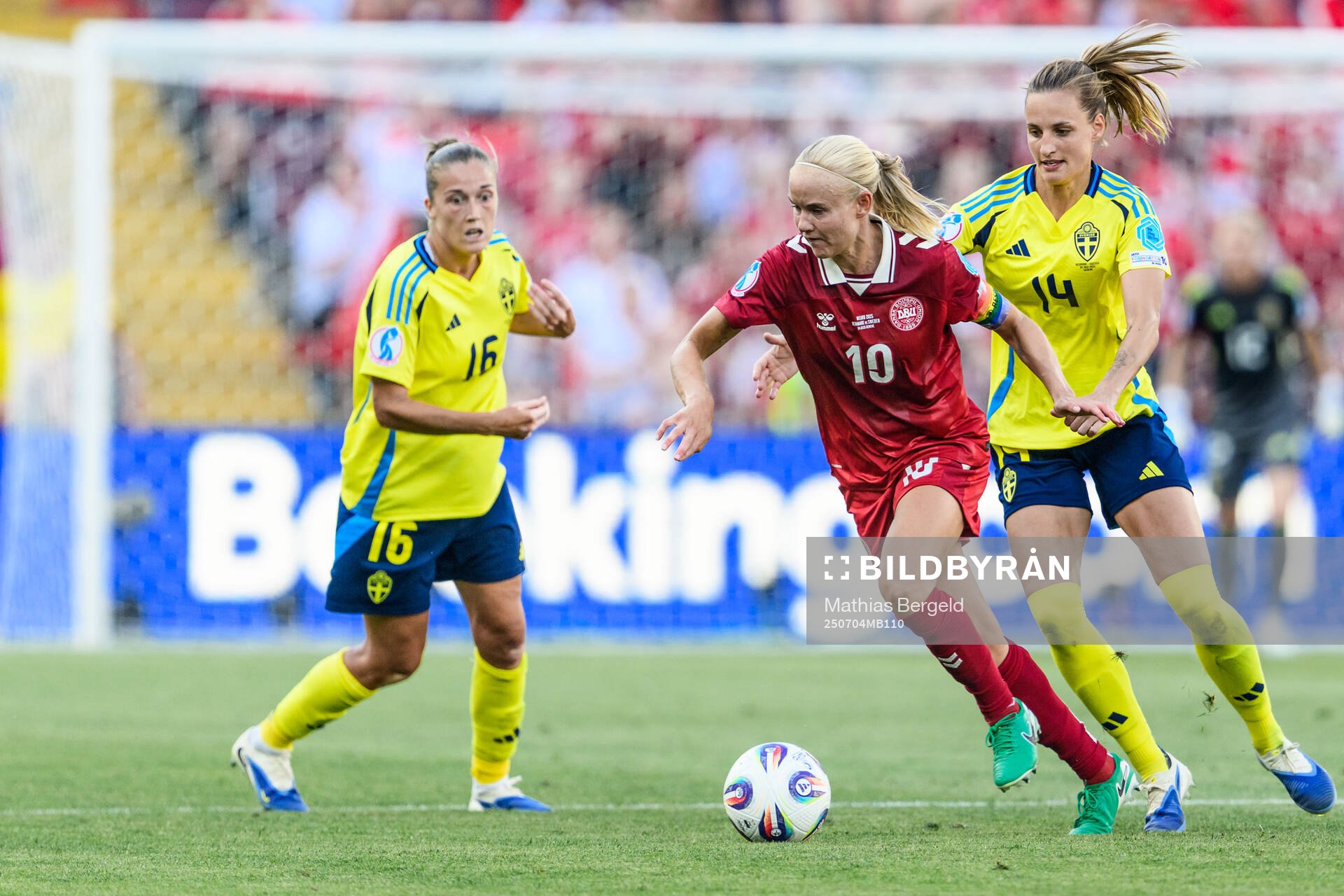 Pernille Harder of Denmark and Nathalie Björn of Sweden