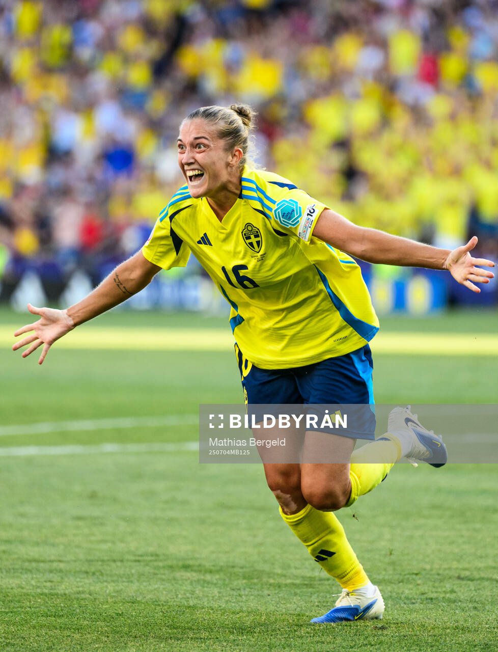 Filippa Angeldahl of Sweden celebrates scoring 0-1