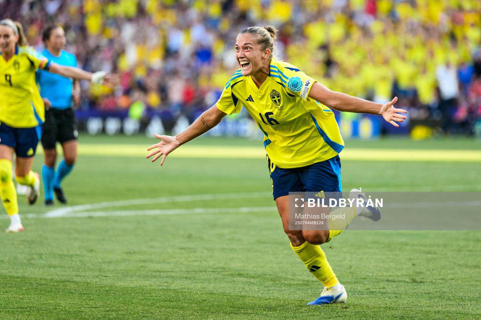 Filippa Angeldahl of Sweden celebrates scoring 0-1
