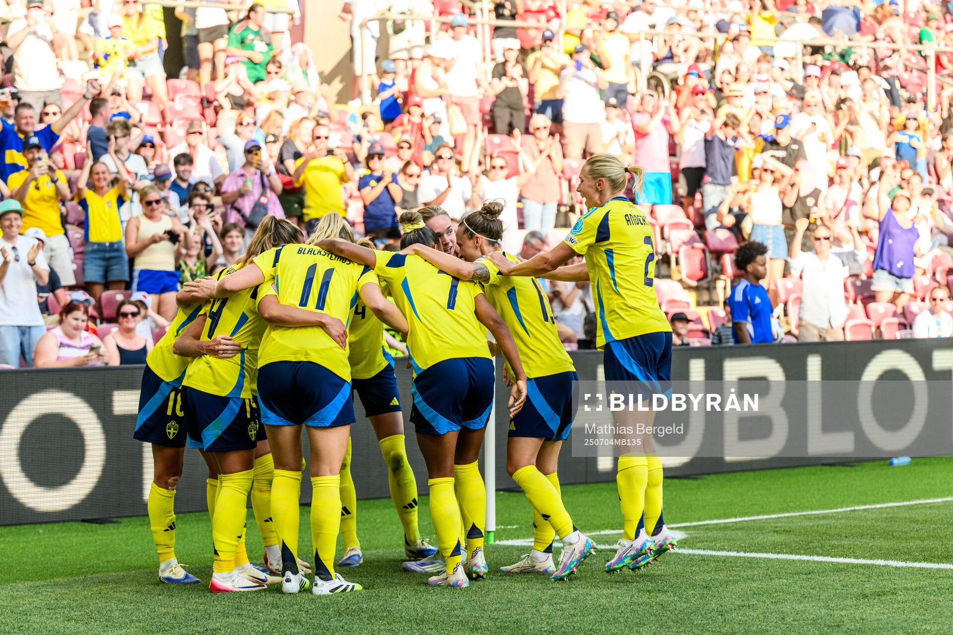 Filippa Angeldahl of Sweden celebrates 0-1 with teammates