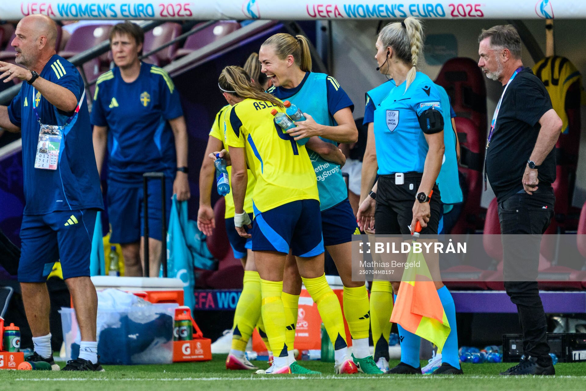 Kosovare Asllani and Magdalena Eriksson of Sweden