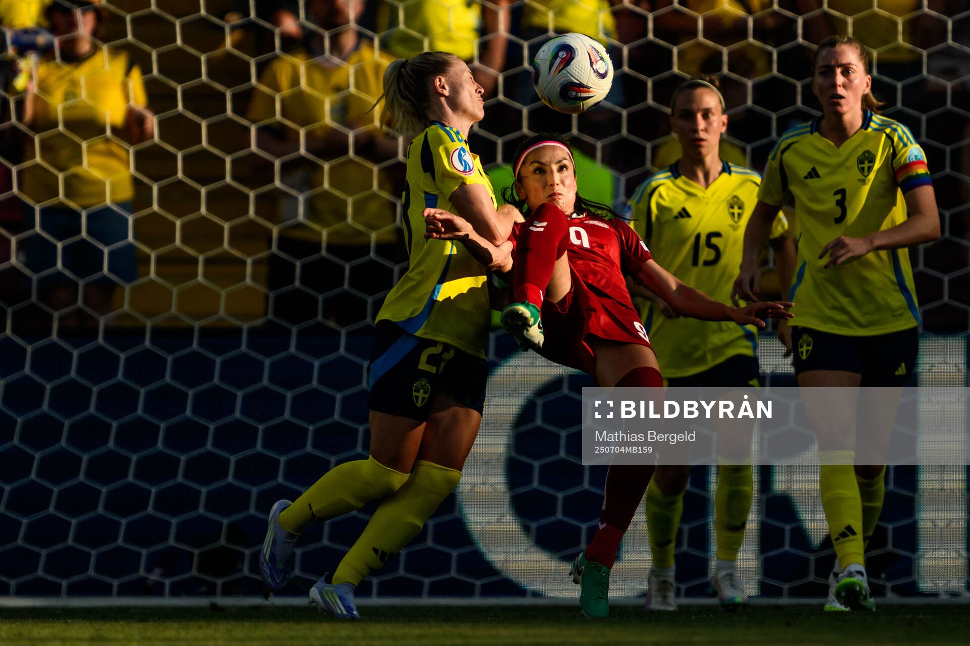 Rebecka Blomqvist of Sweden and Nadia Nadim of Denmark