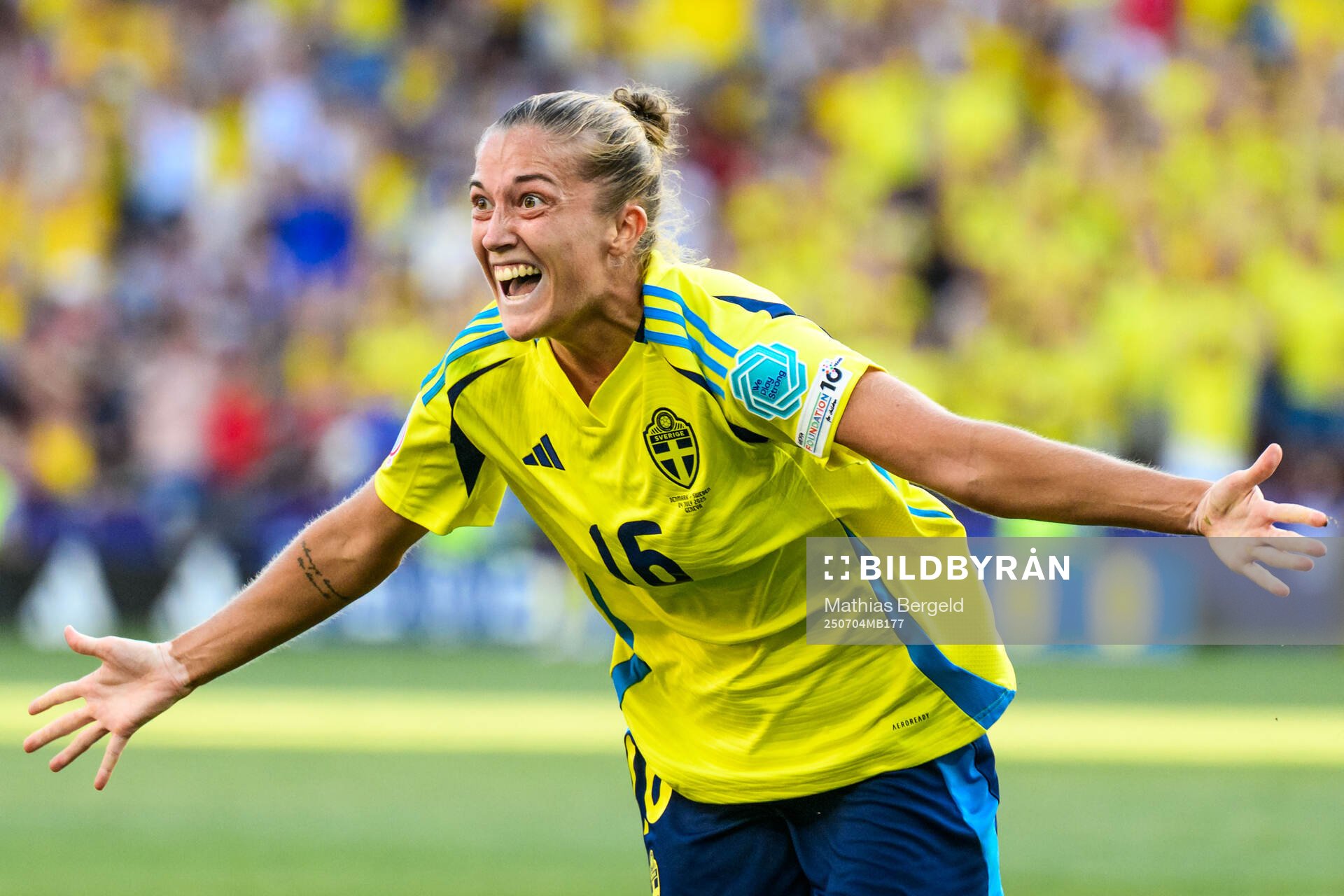 Filippa Angeldahl of Sweden celebrates scoring 0-1