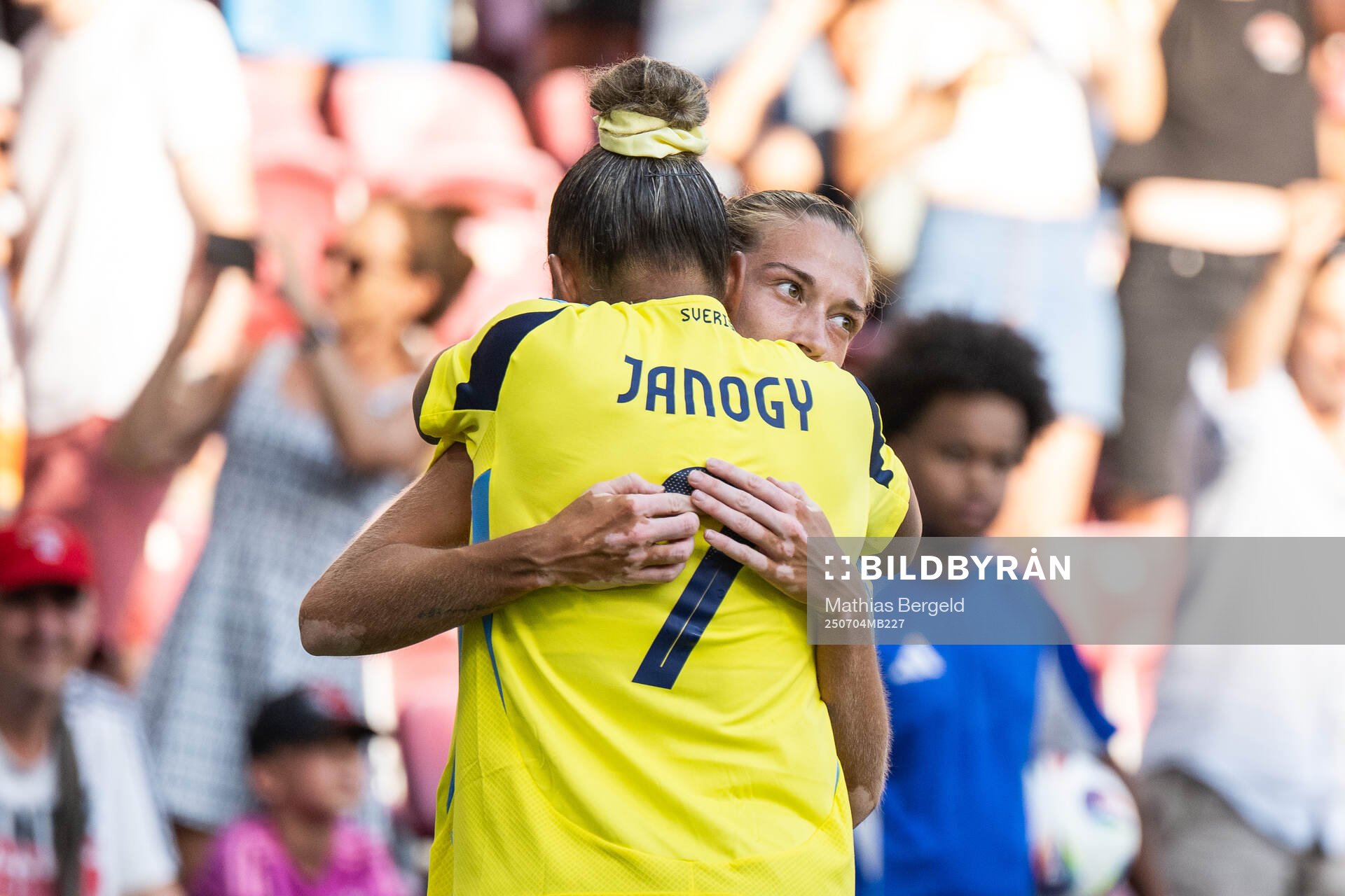 Filippa Angeldahl and Madelen Janogy of Sweden celebrates