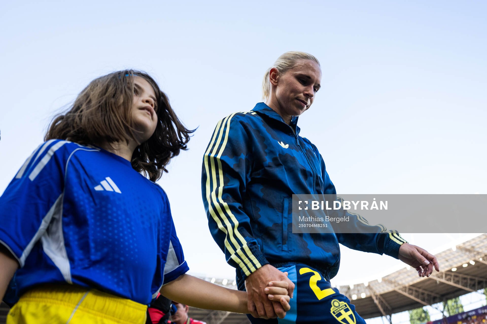 Jonna Andersson of Sweden enters the pitch