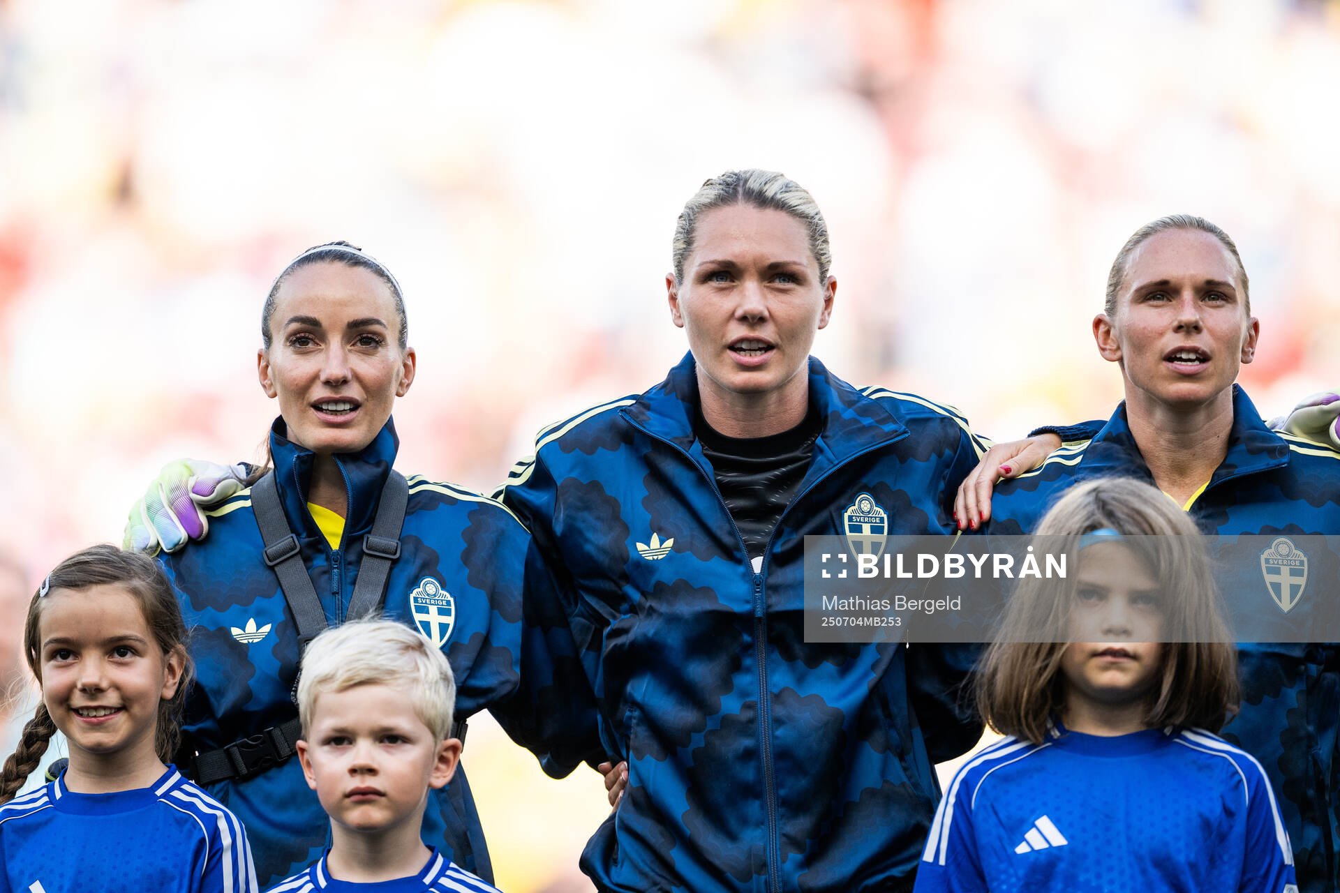 Kosovare Asllani, goalkeeper Jennifer Falk and Jonna