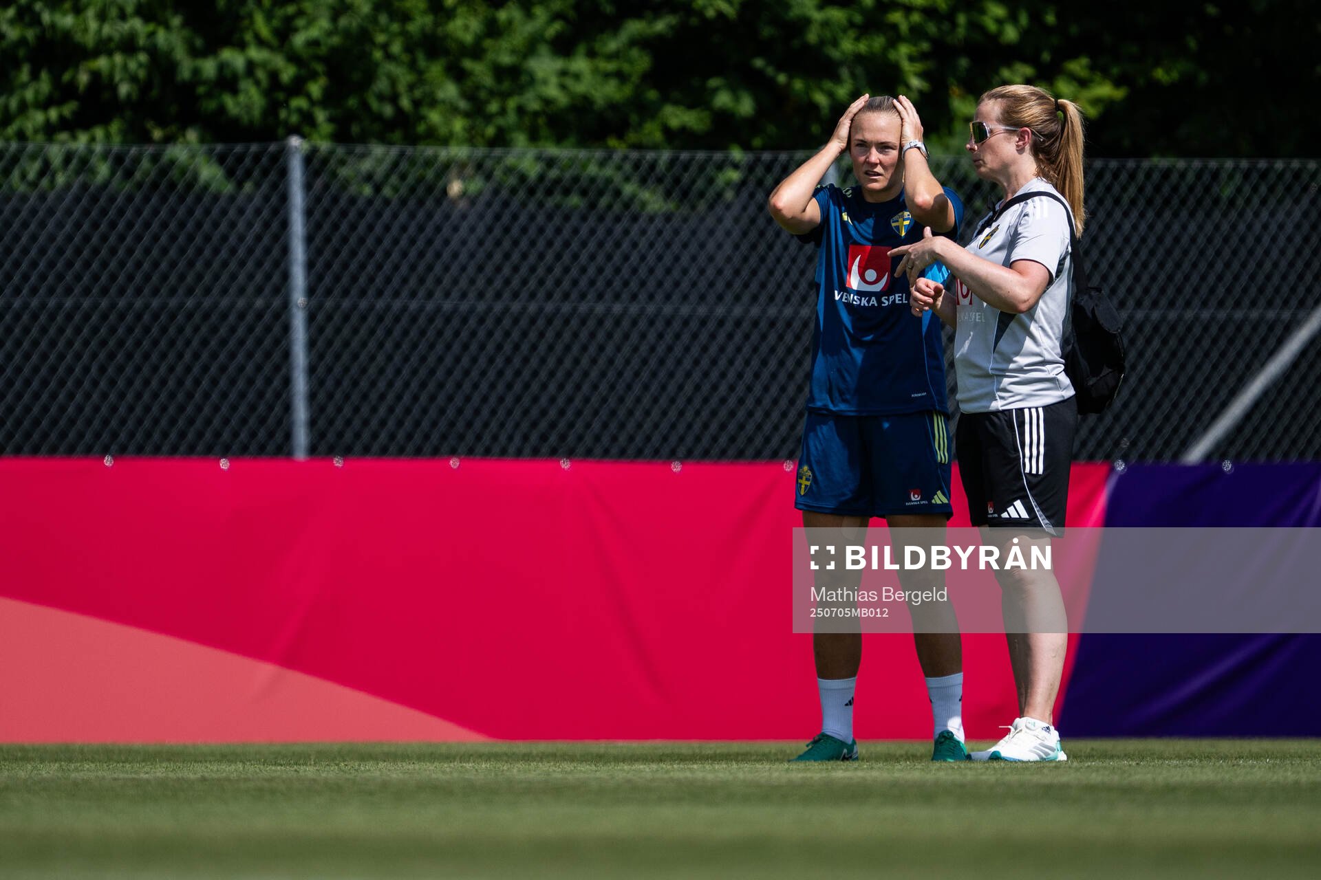 Magdalena Eriksson and Physiotherapist Jenny Larsson of the