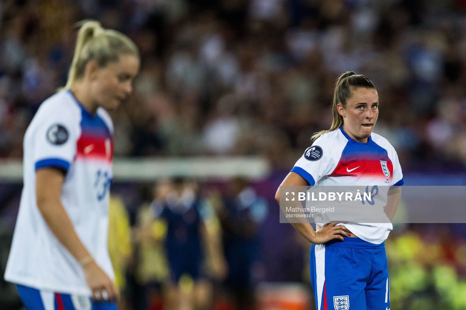 Alessia Russo and Ella Toone of England look dejected