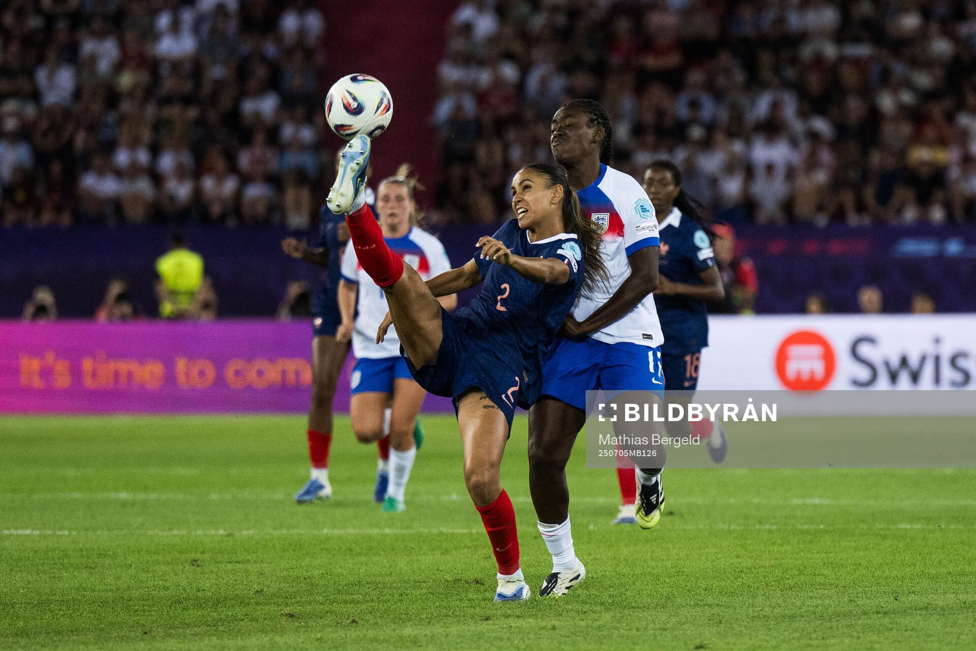 Maelle Lakrar of France and Michelle Agyemang of England