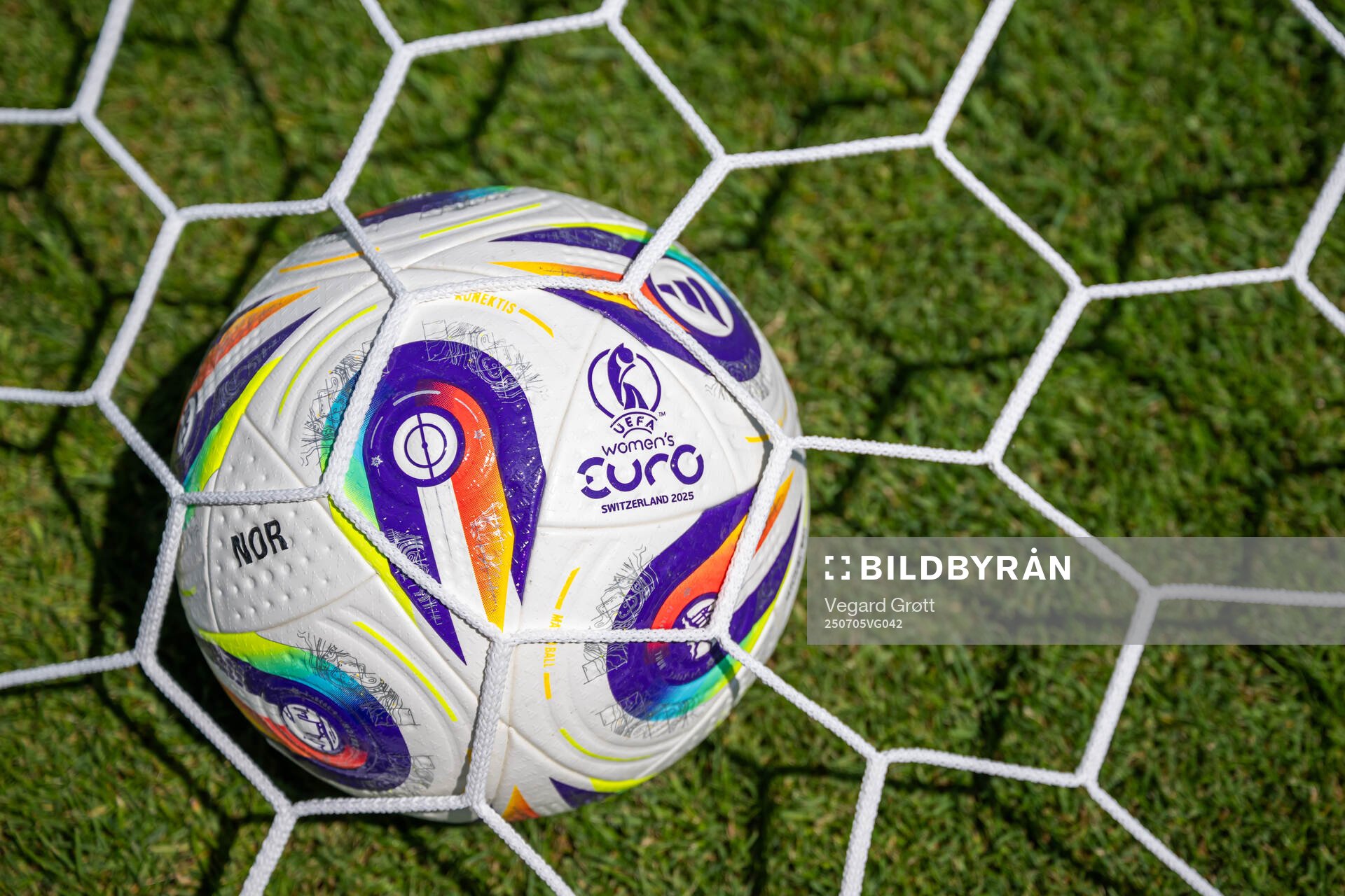 The official Adidas matchball at a training session with
