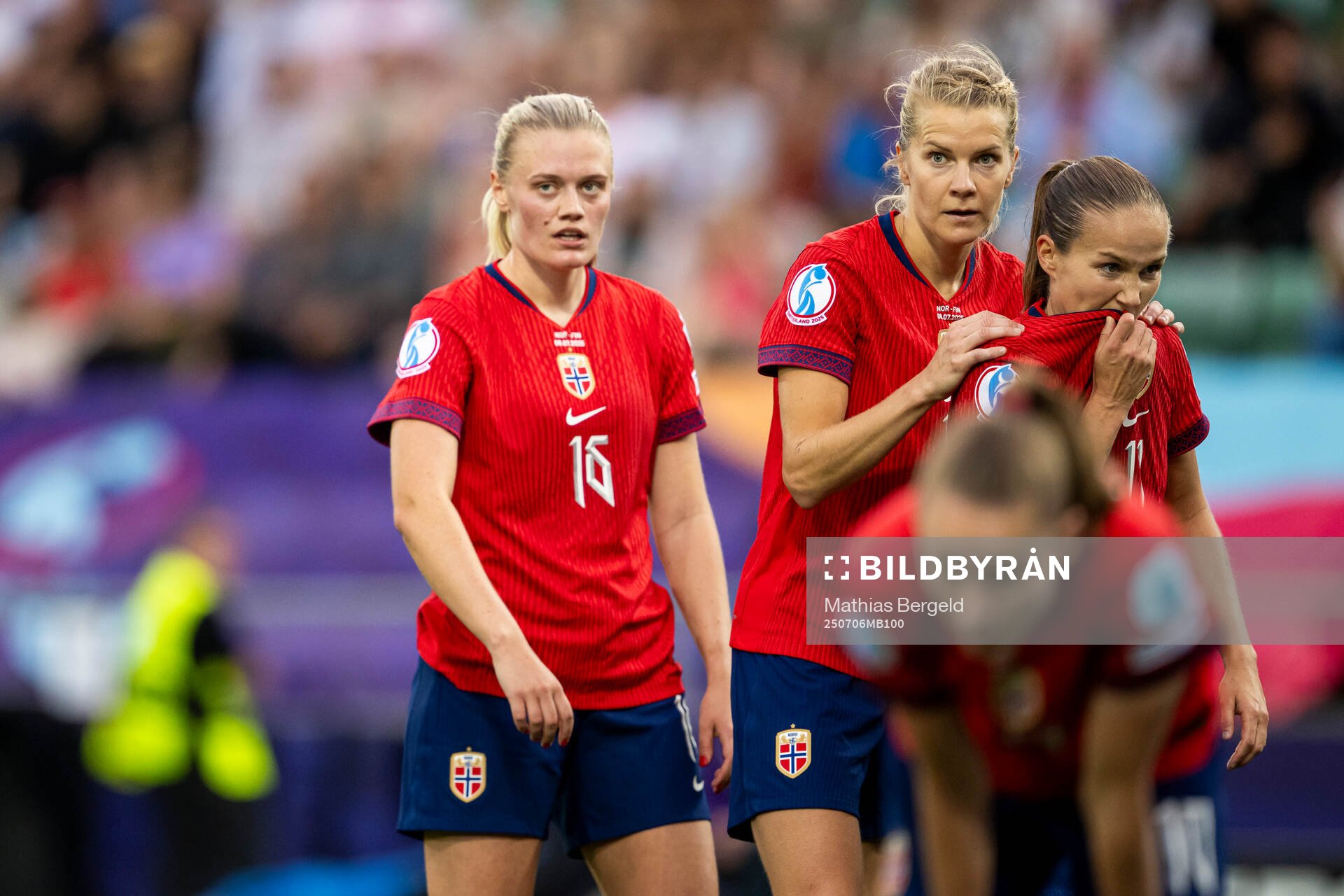 Mathilde Harviken, Ada Hegerberg and Guro Reiten of Norway