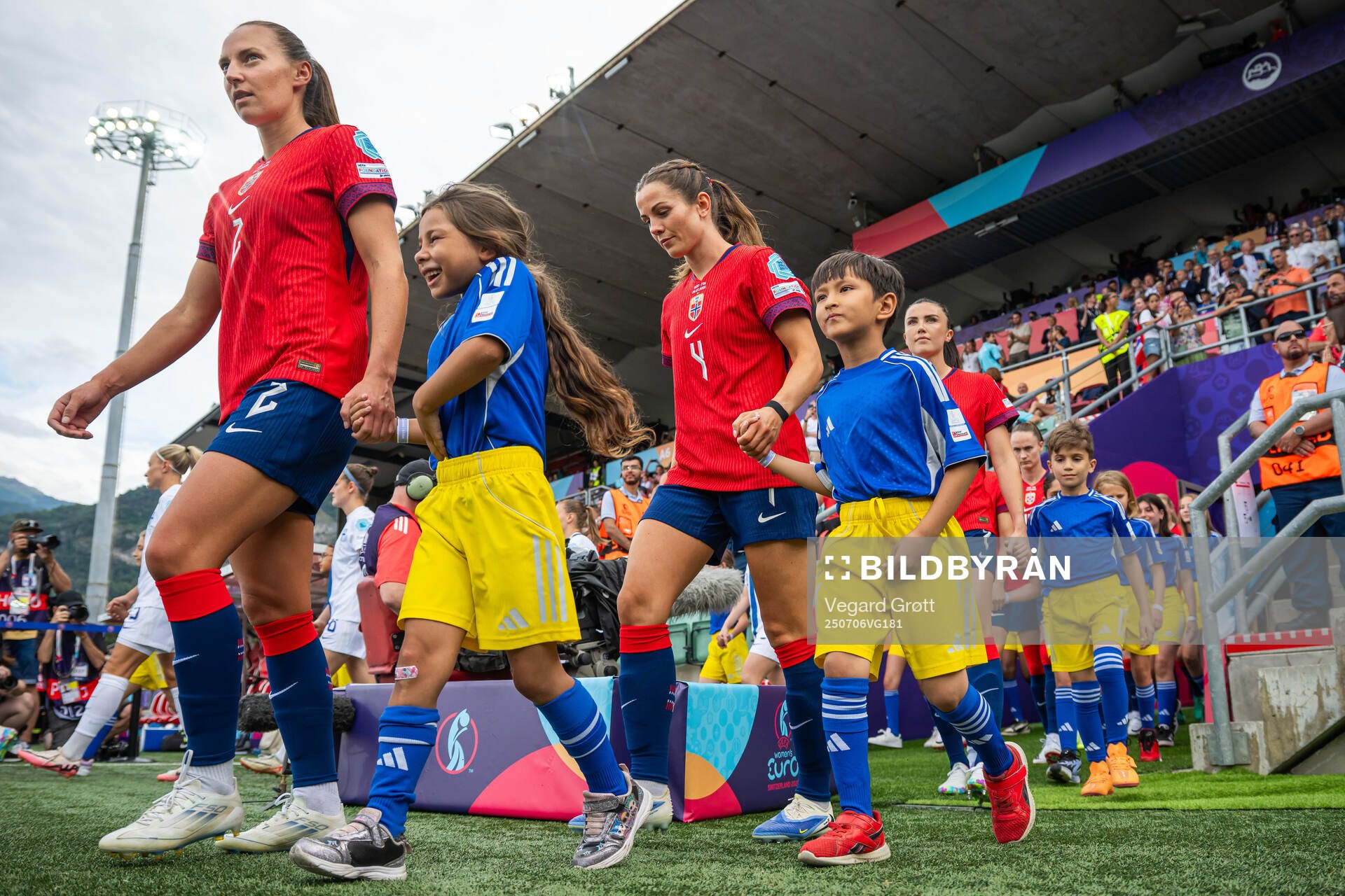 Marit Bratberg Lund and Tuva Hansen of Norway enter the