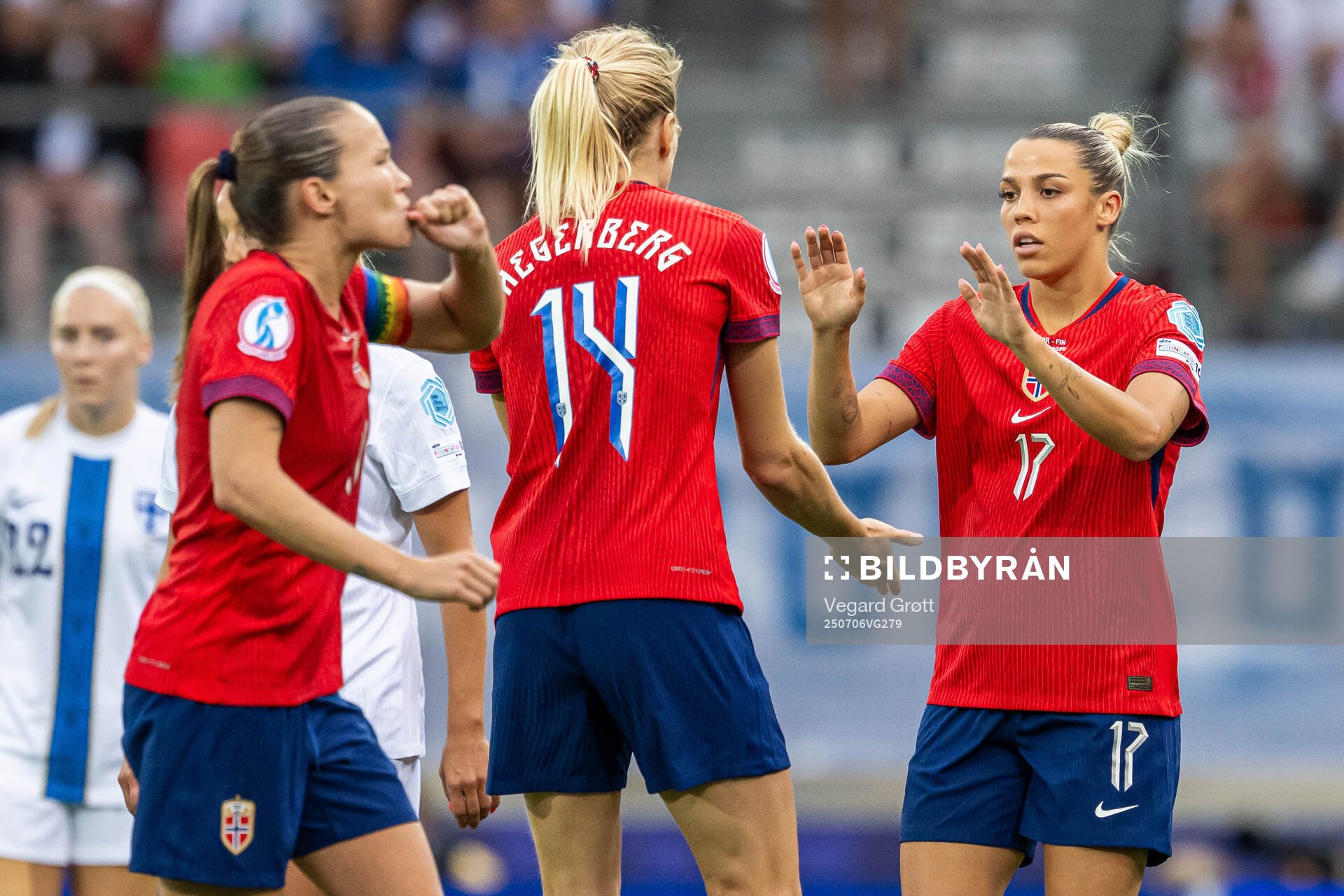 Ada Hegerberg and Celin Bizet Dønnum of Norway