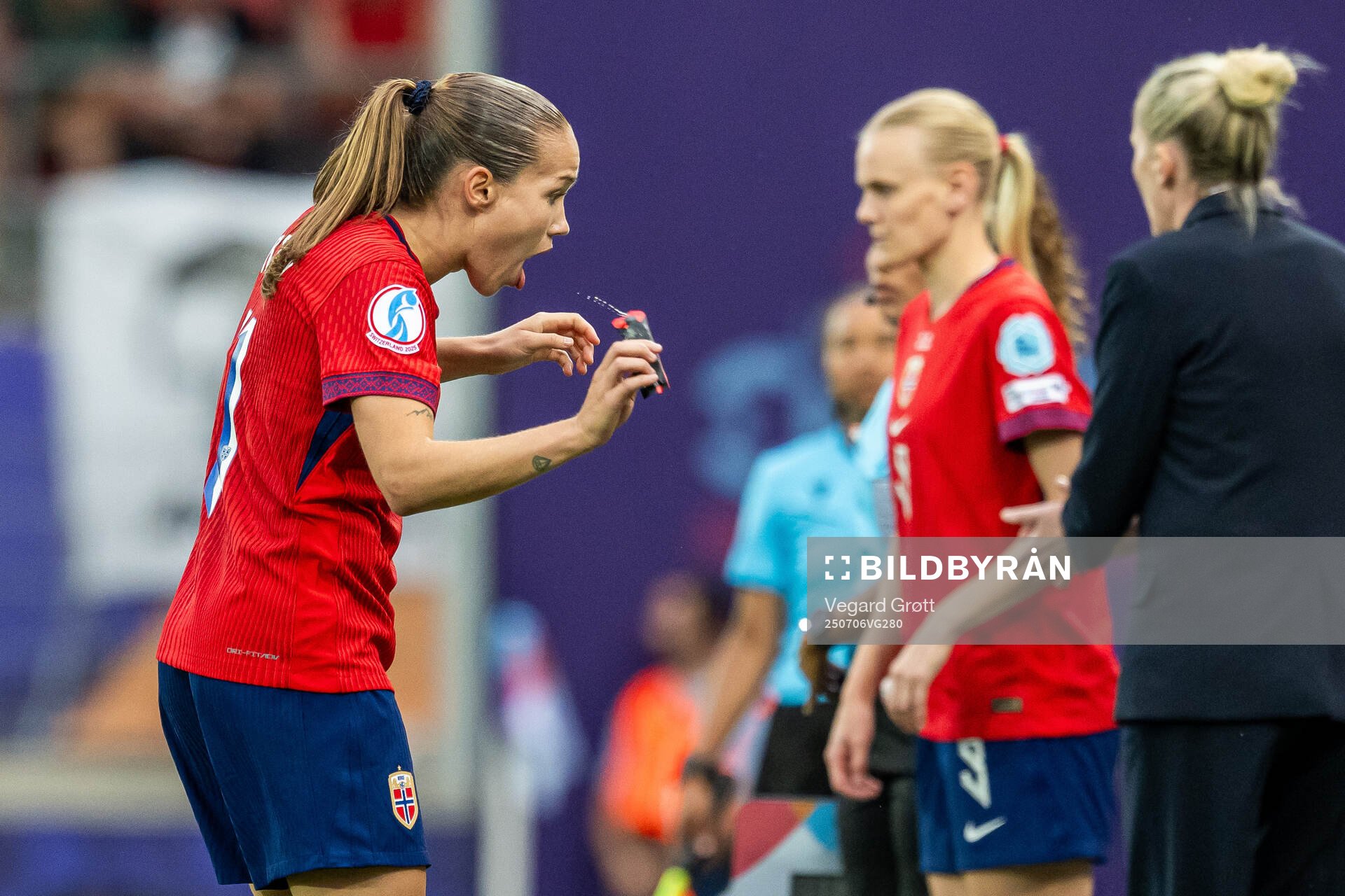 Guro Reiten of Norway reacts