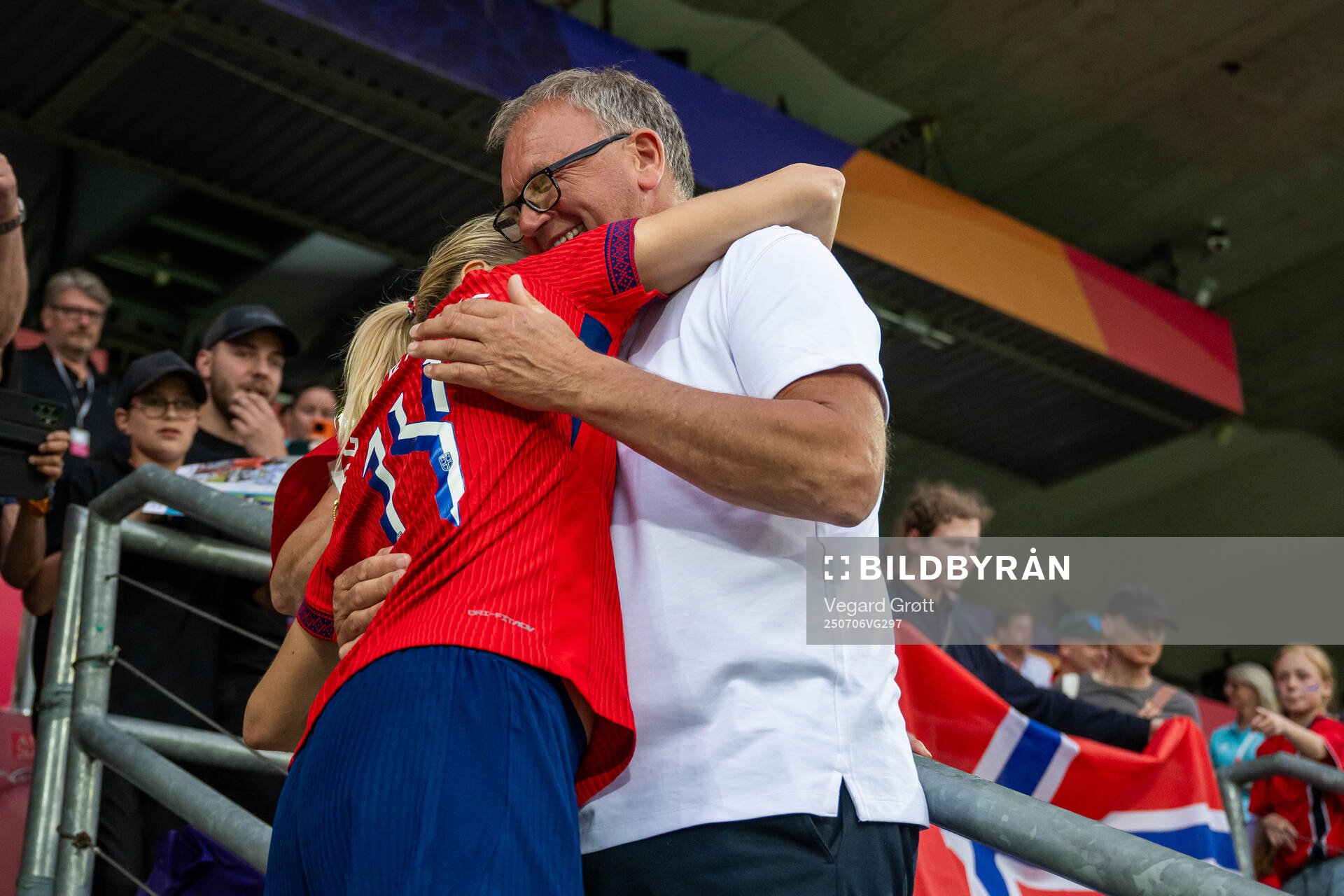 Ada Hegerberg of Norway celebrates with her dad Stein Erik
