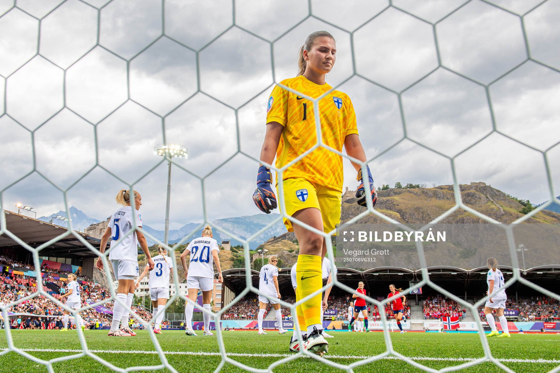 Goalkeeper Anna Koivunen of Finland looks dejected