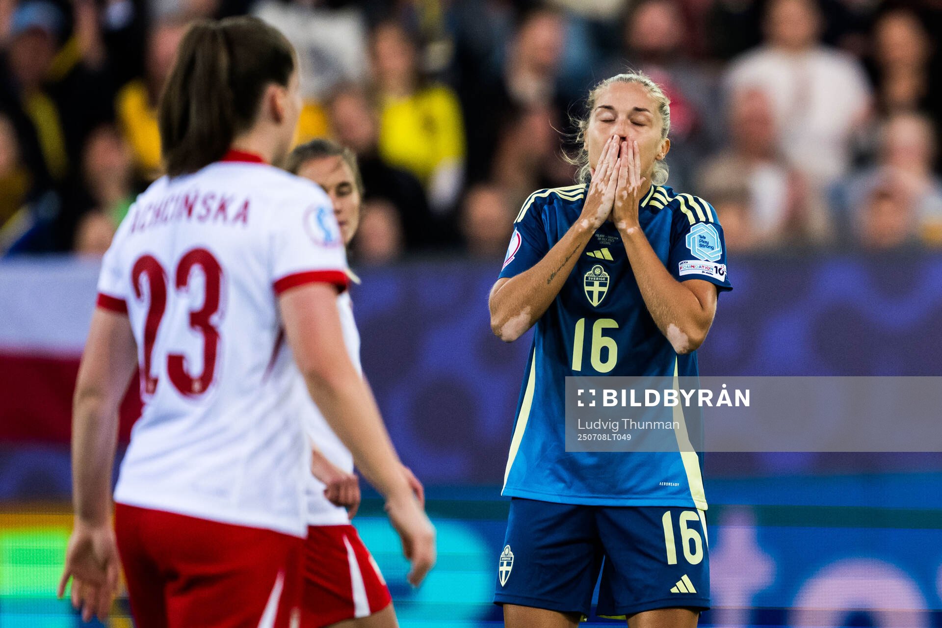 Filippa Angeldahl of Sweden looks dejected