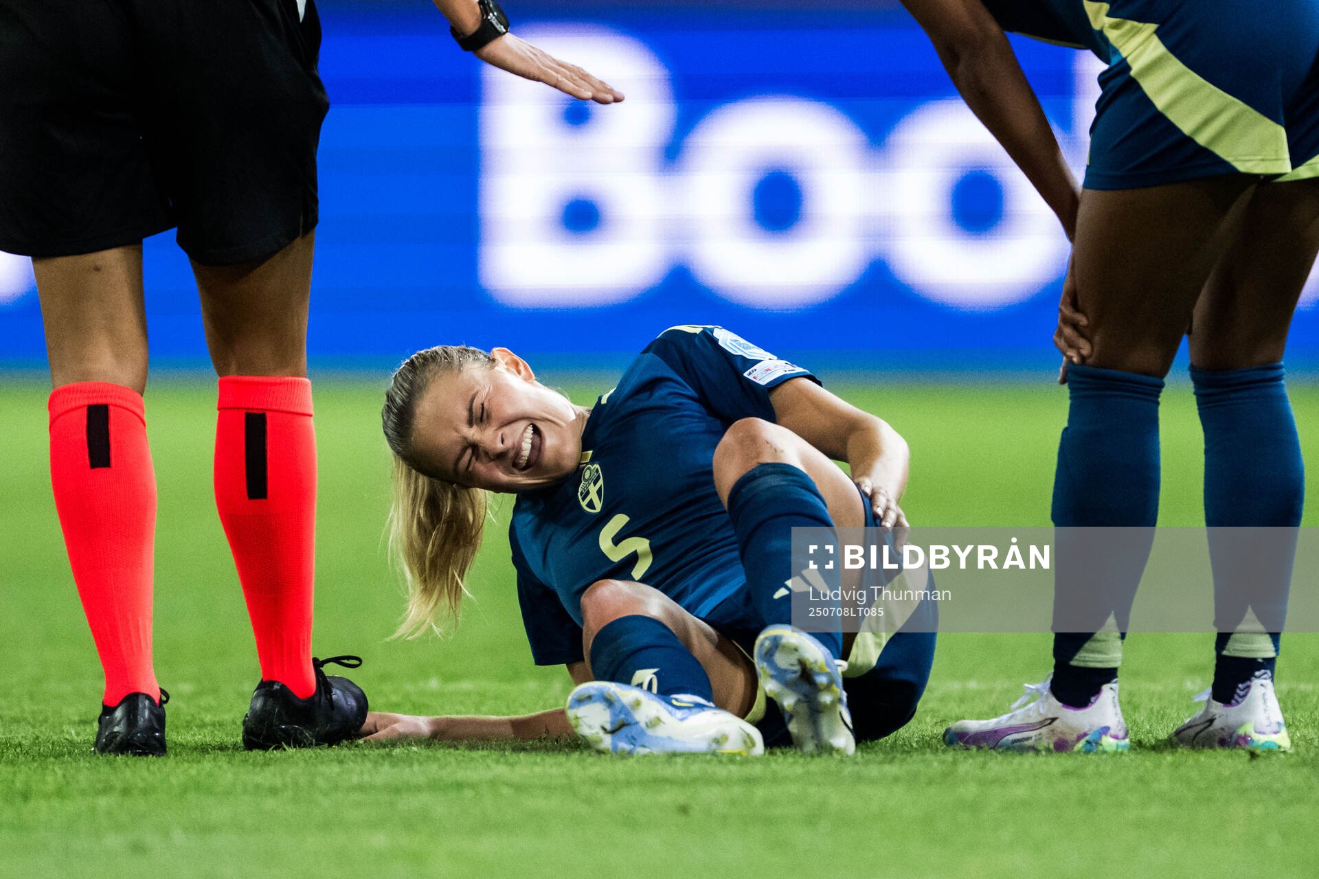 Amanda Nildén of Sweden in pain