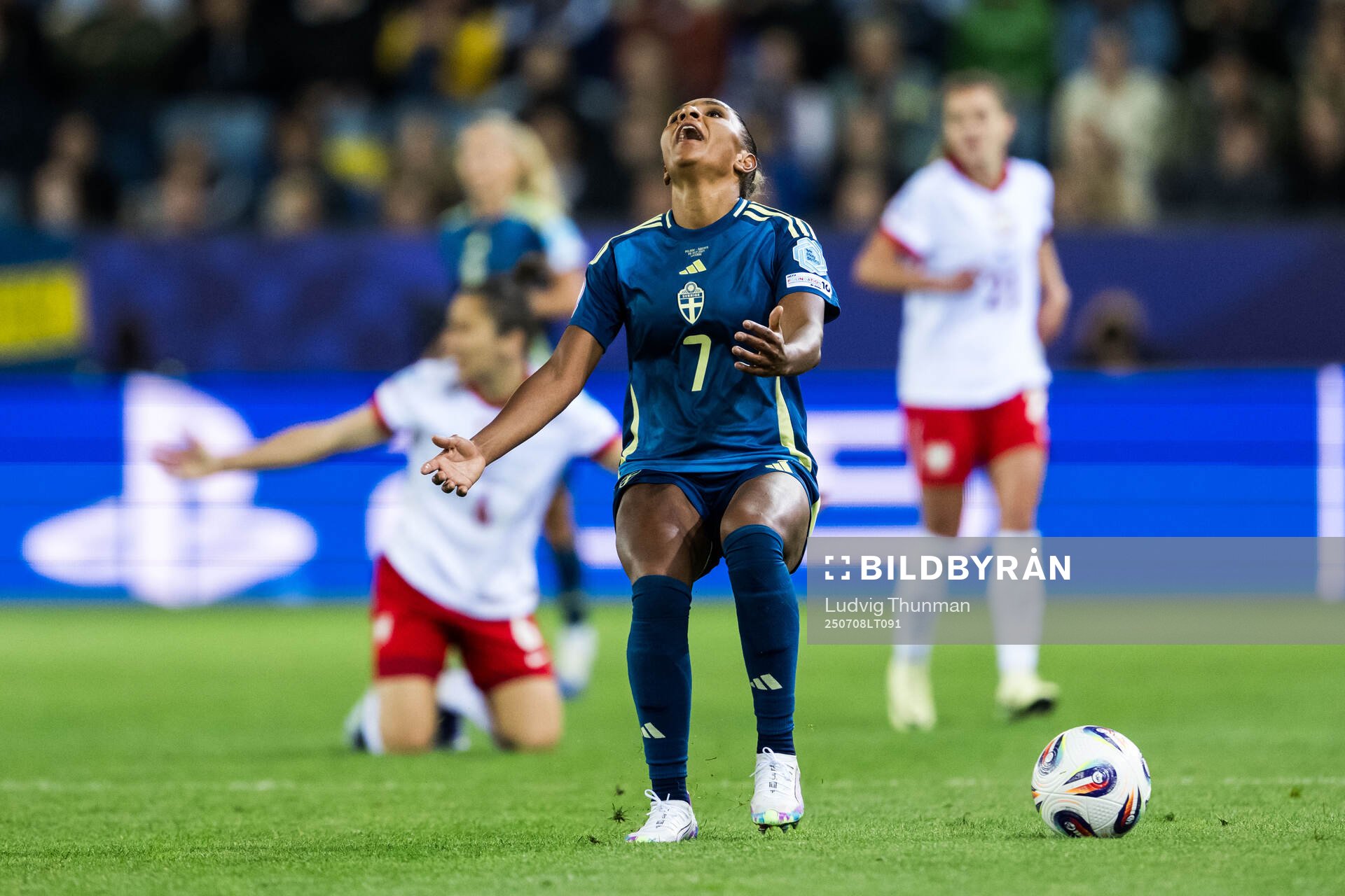 Madelen Janogy of Sweden reacts