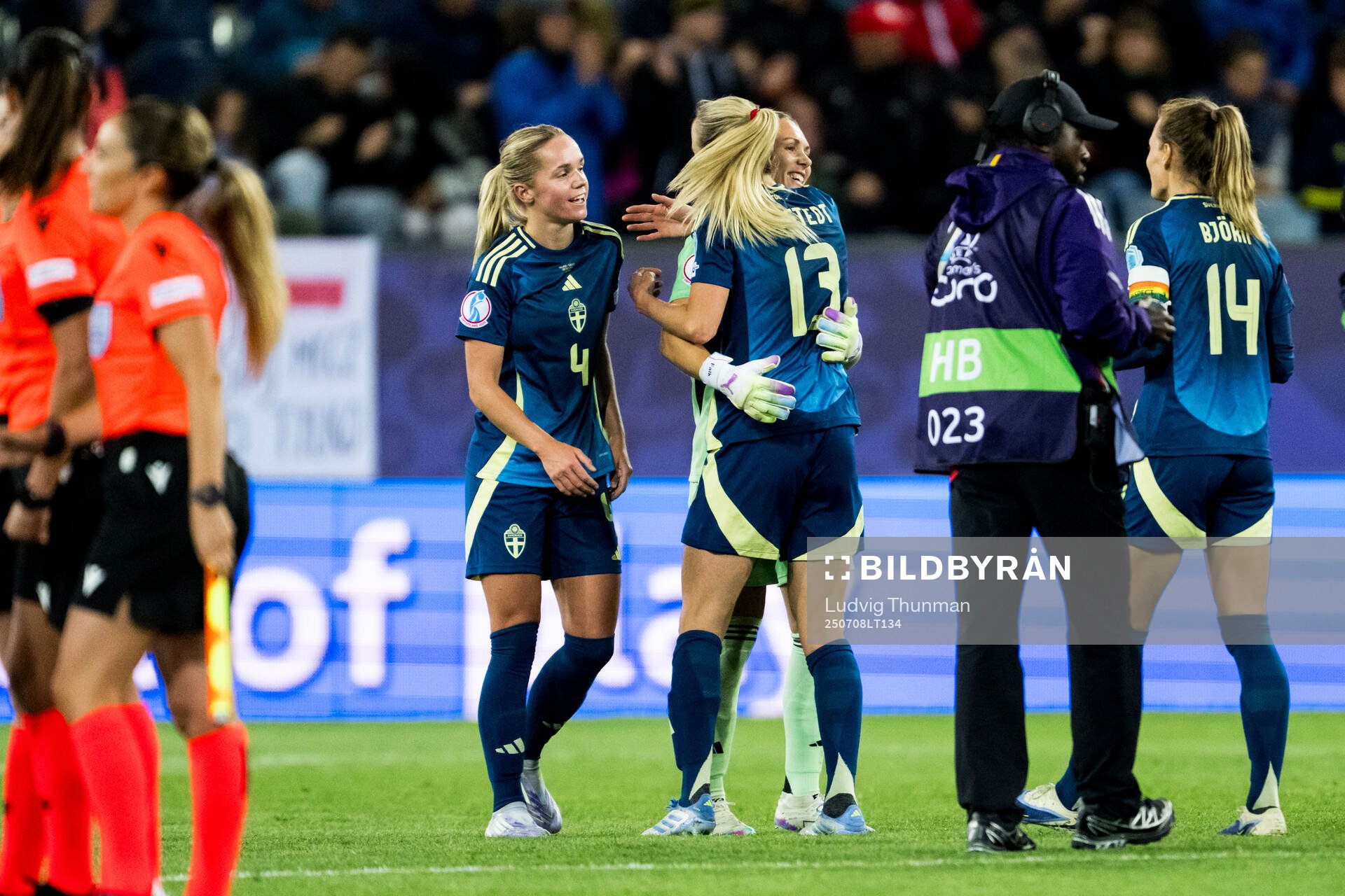 Hanna Lundkvist, goalkeeper Jennifer Falk and Amanda