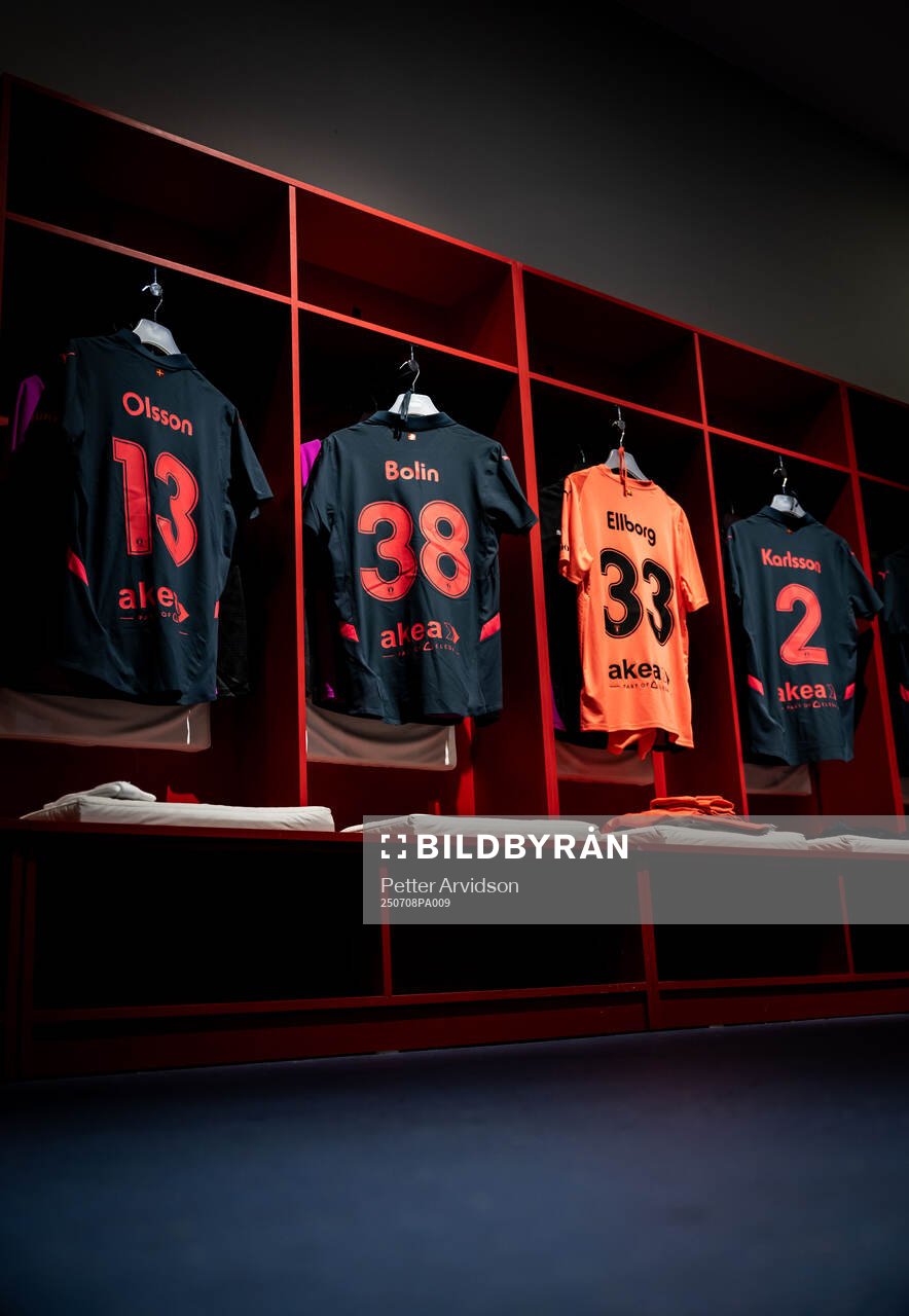 The kits of Martin Olsson, Hugo Bolin, goalkeeper Melker