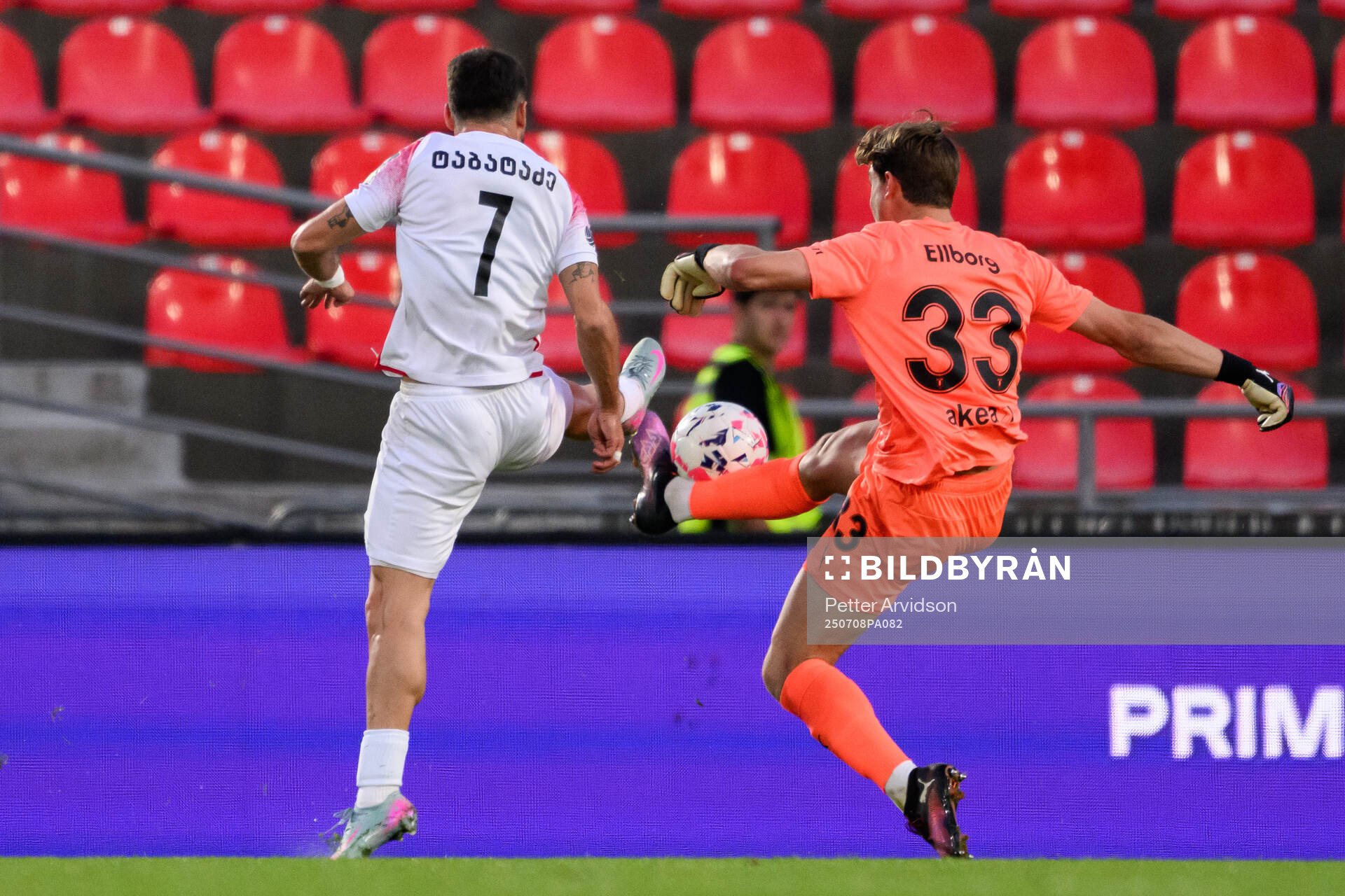 Iuri Tabatadze of FC Iberia and Melker Ellborg of Malmö FF