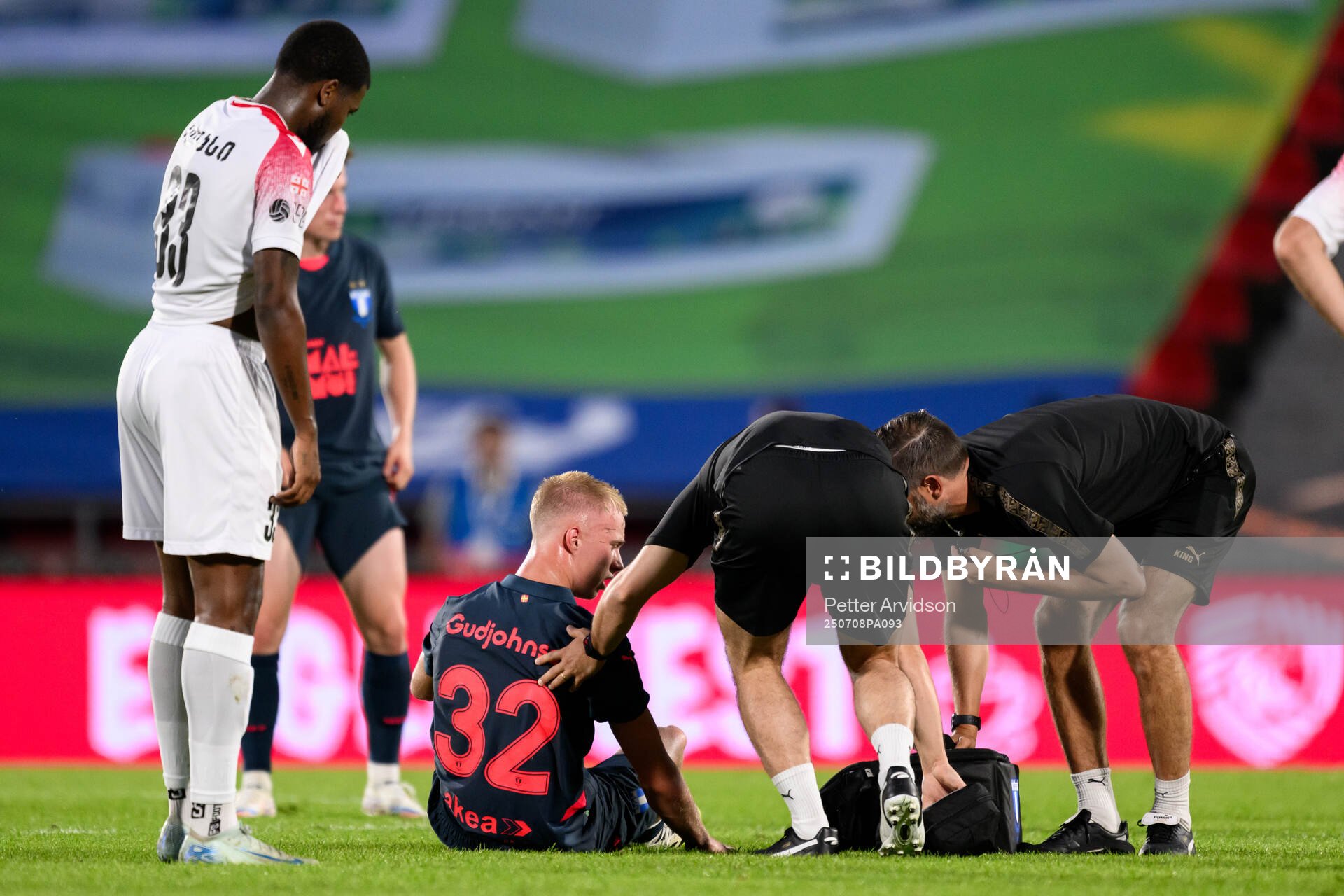 Daniel Gudjohnsen of Malmö FF in pain