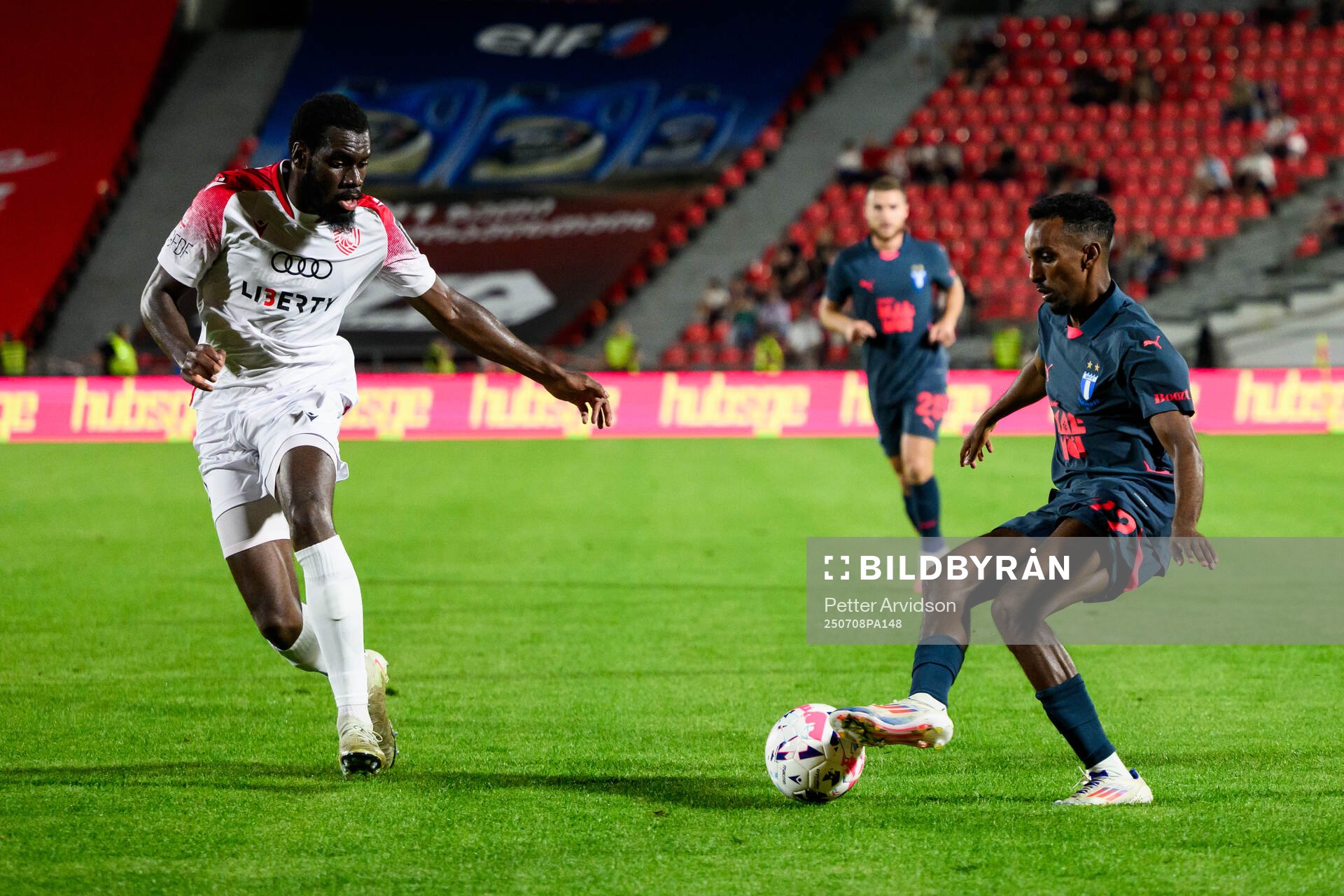 Derek Agyakwa of FC Iberia and Taha Ali of Malmö FF