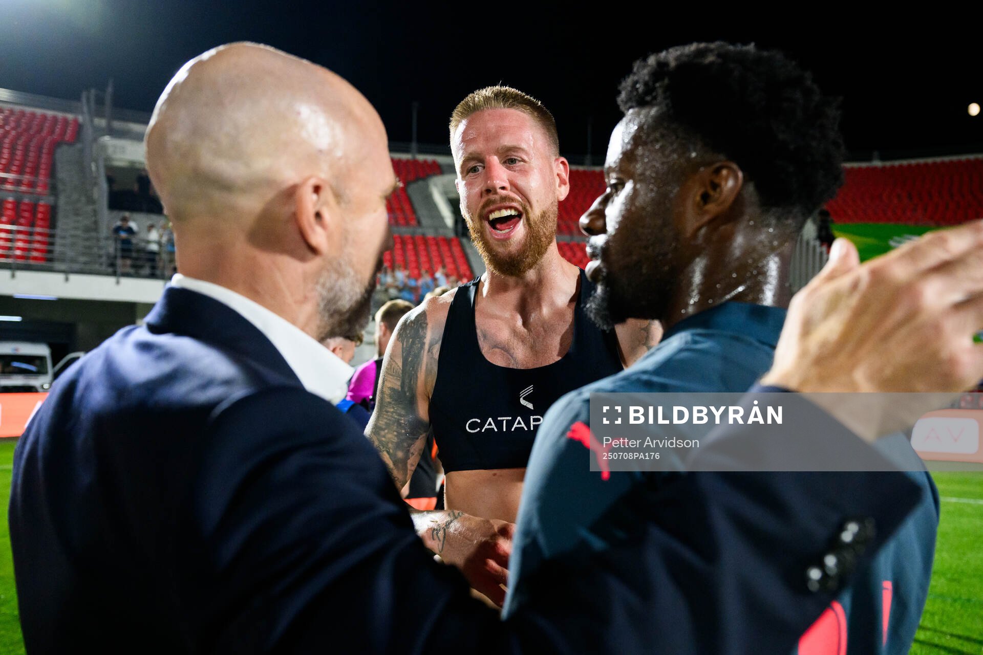 Head coach Henrik Rydström, Pontus Jansson and Emmanuel